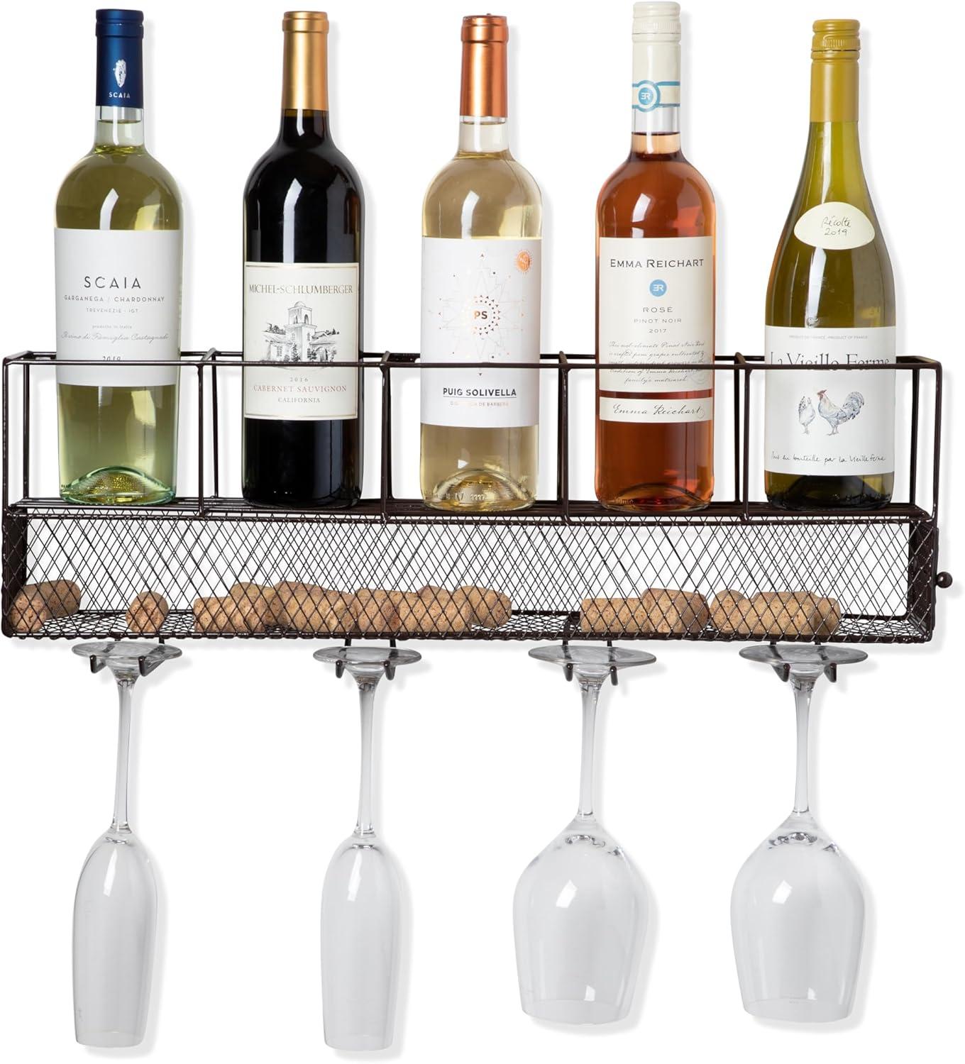 Wall Mounted Wire Wine Shelf and Cork Cage