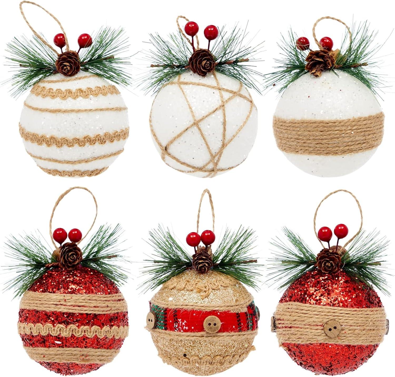 Juvale Rustic Christmas Tree Ornaments, Farmhouse Holiday Decorations, Assorted Designs, 3 x 5.4 In