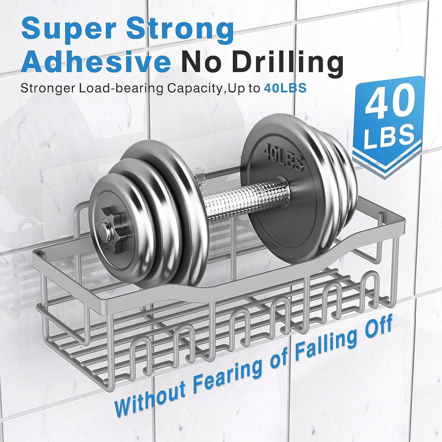 Shower Caddy 5 Pack,Adhesive Shower Organizer for Bathroom Storage&Home Decor&Kitchen,No Drilling,Large Capacity,Rustproof Stainless Steel Bathroom Organizer,Shower Shelves for Inside Shower-Standard
