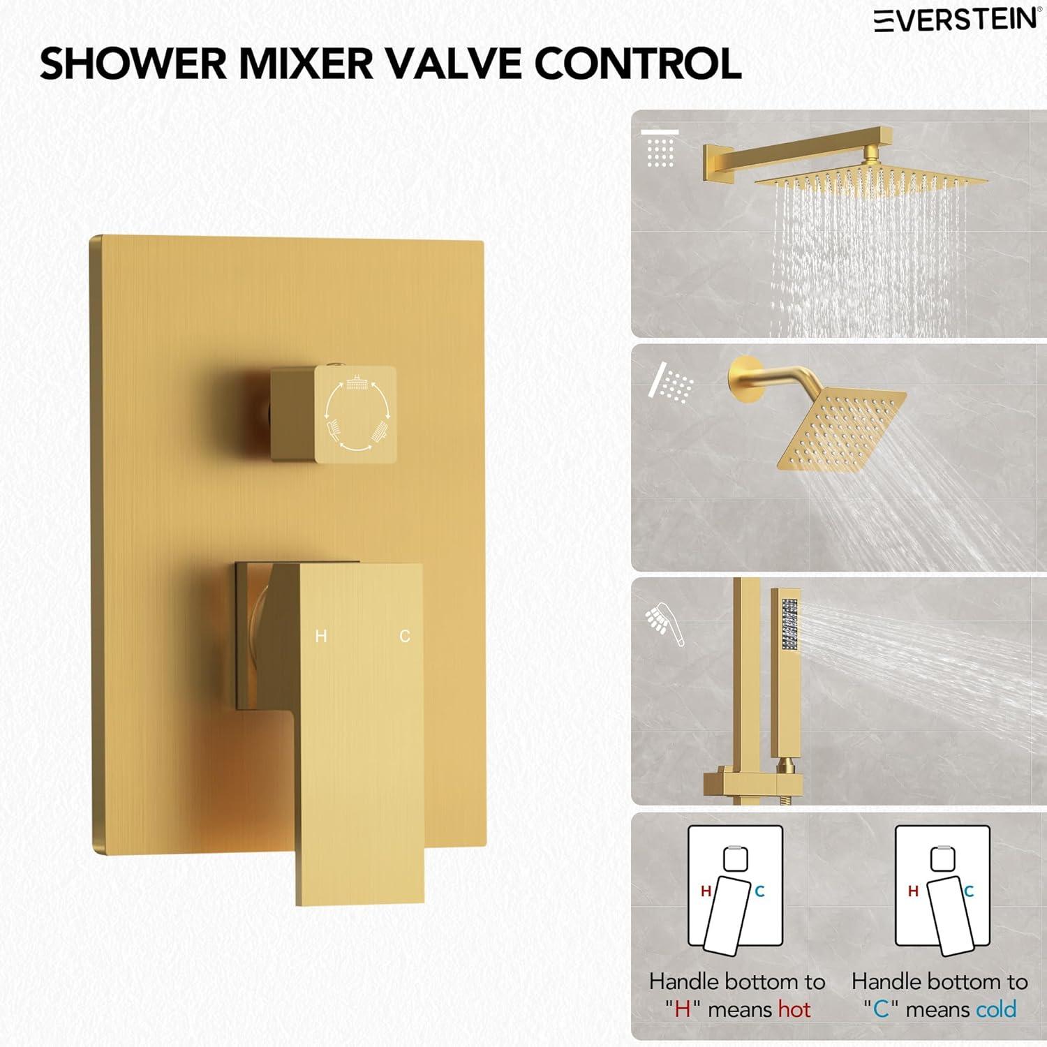 DualJetSpa Pressure-Balanced Shower System, Dual Wall Mount Showerheads with Slide Bar Handheld Spray