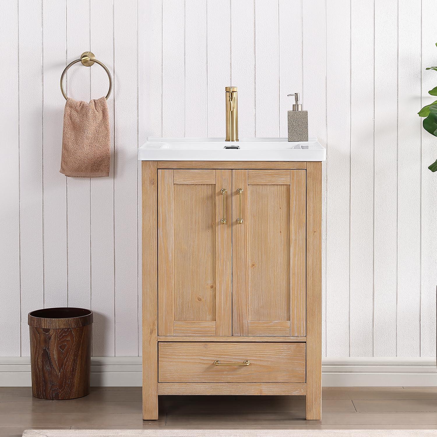 Gela 23.6'' Free-standing Single Bathroom Vanity with Ceramic Vanity Top