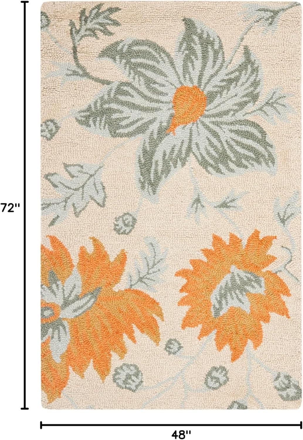 SAFAVIEH Blossom Rana Floral Flowers Wool Area Rug, Ivory/Multi, 4' x 6'