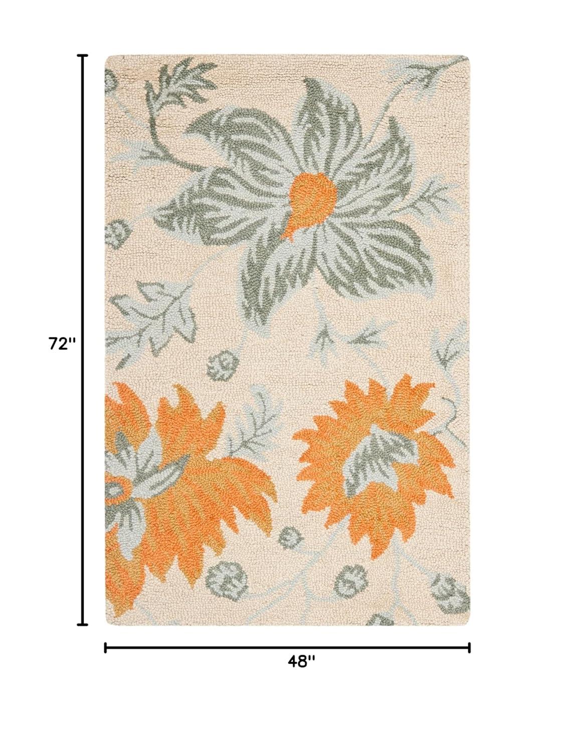 SAFAVIEH Blossom Rana Floral Flowers Wool Area Rug, Ivory/Multi, 4' x 6'