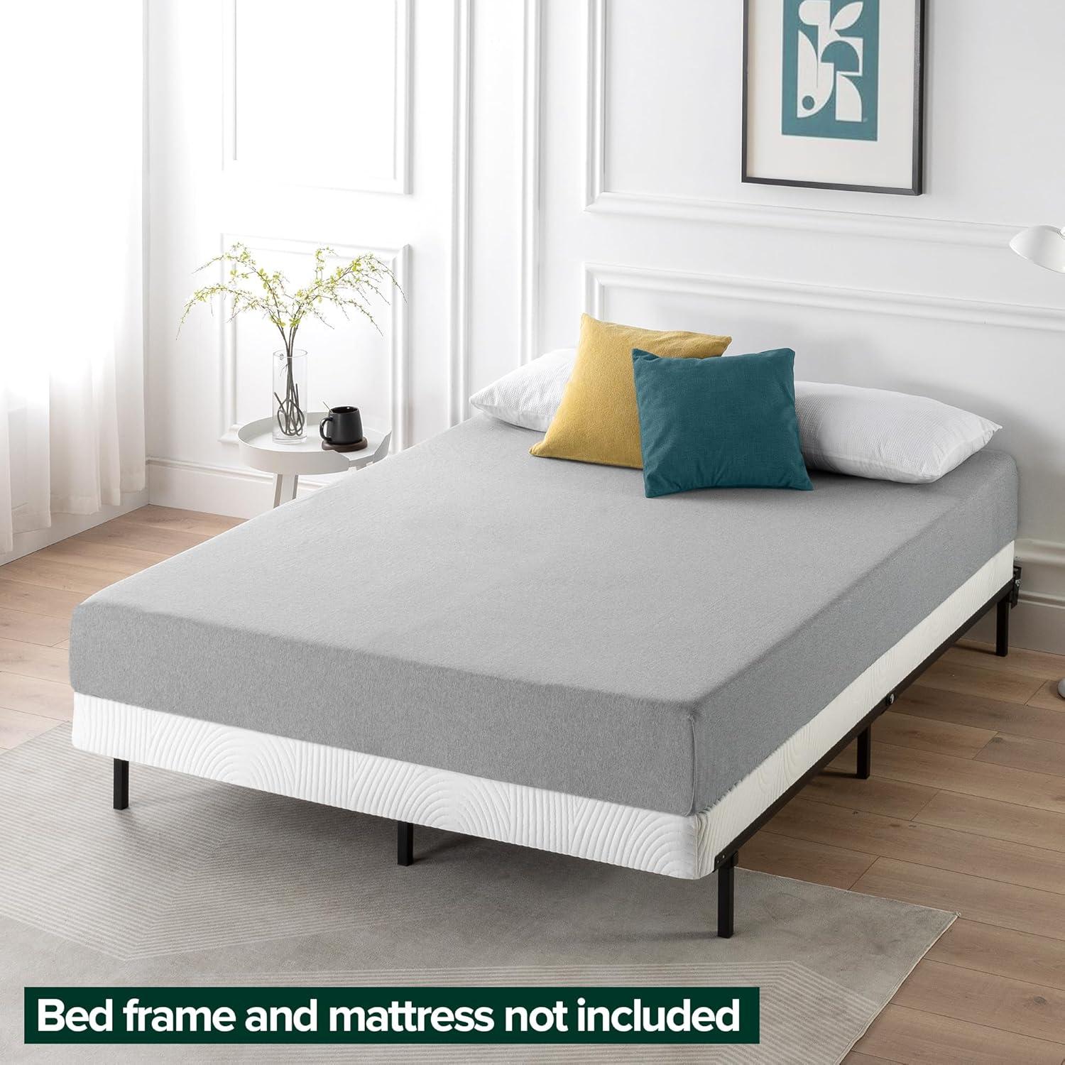 ZINUS 4 Inch Box Spring with Cover, No Assembly Mattress Foundation, Sturdy Metal Structure, Queen, White