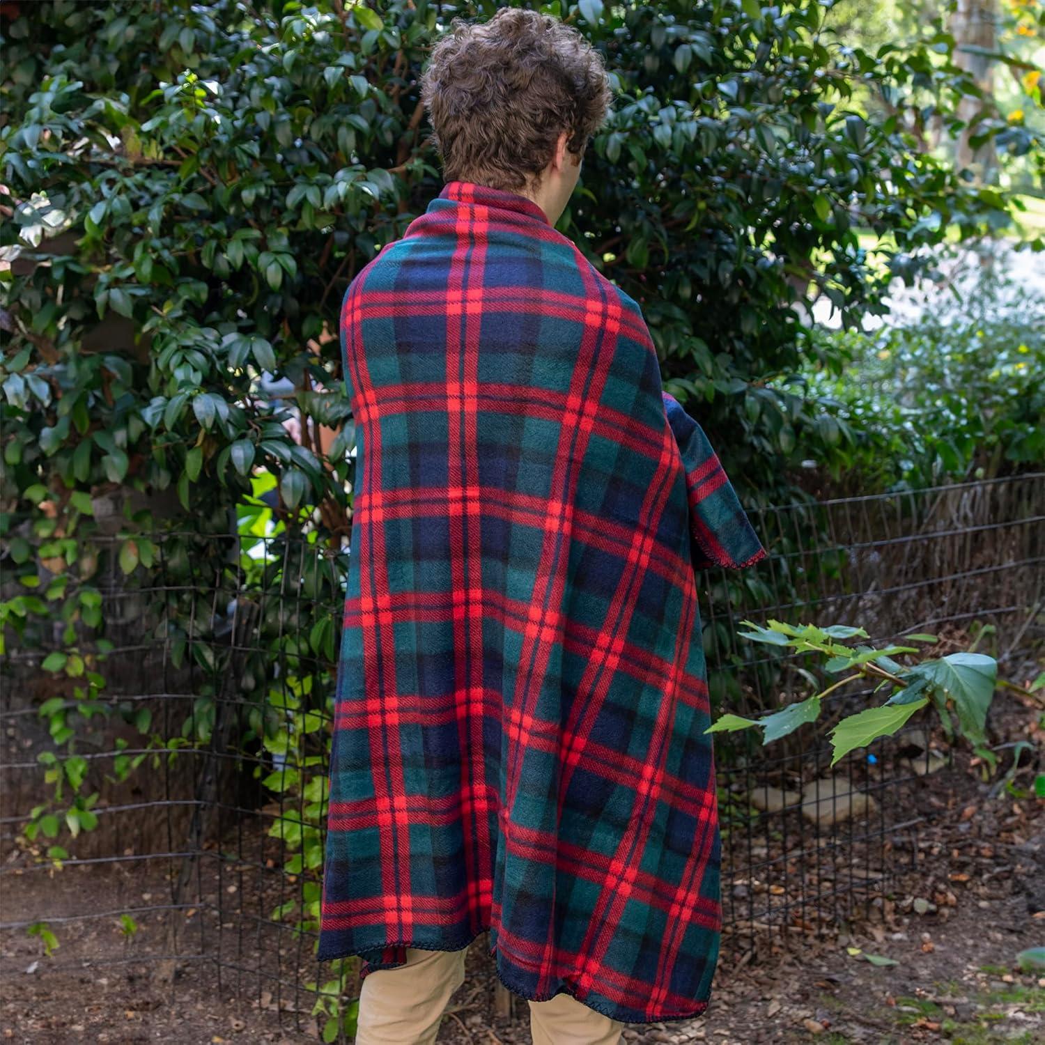 Single Plaid Color 60?L x 50?W Fleece Throw Blanket for Fall, Winter, Spring, Summer, Men, Women, Children & Pets in Red & Green Plaid