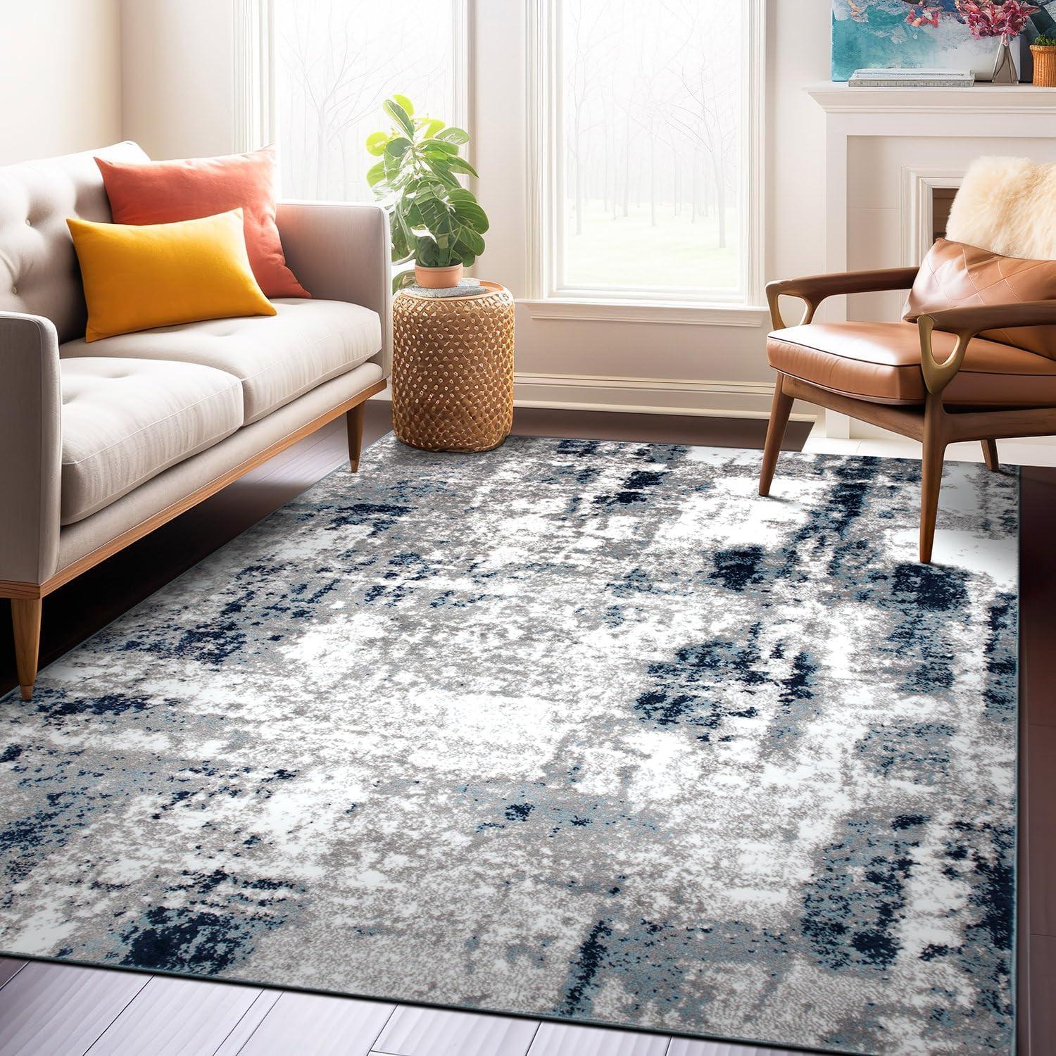 World Rug Gallery Contemporary Abstract Distressed Area Rug