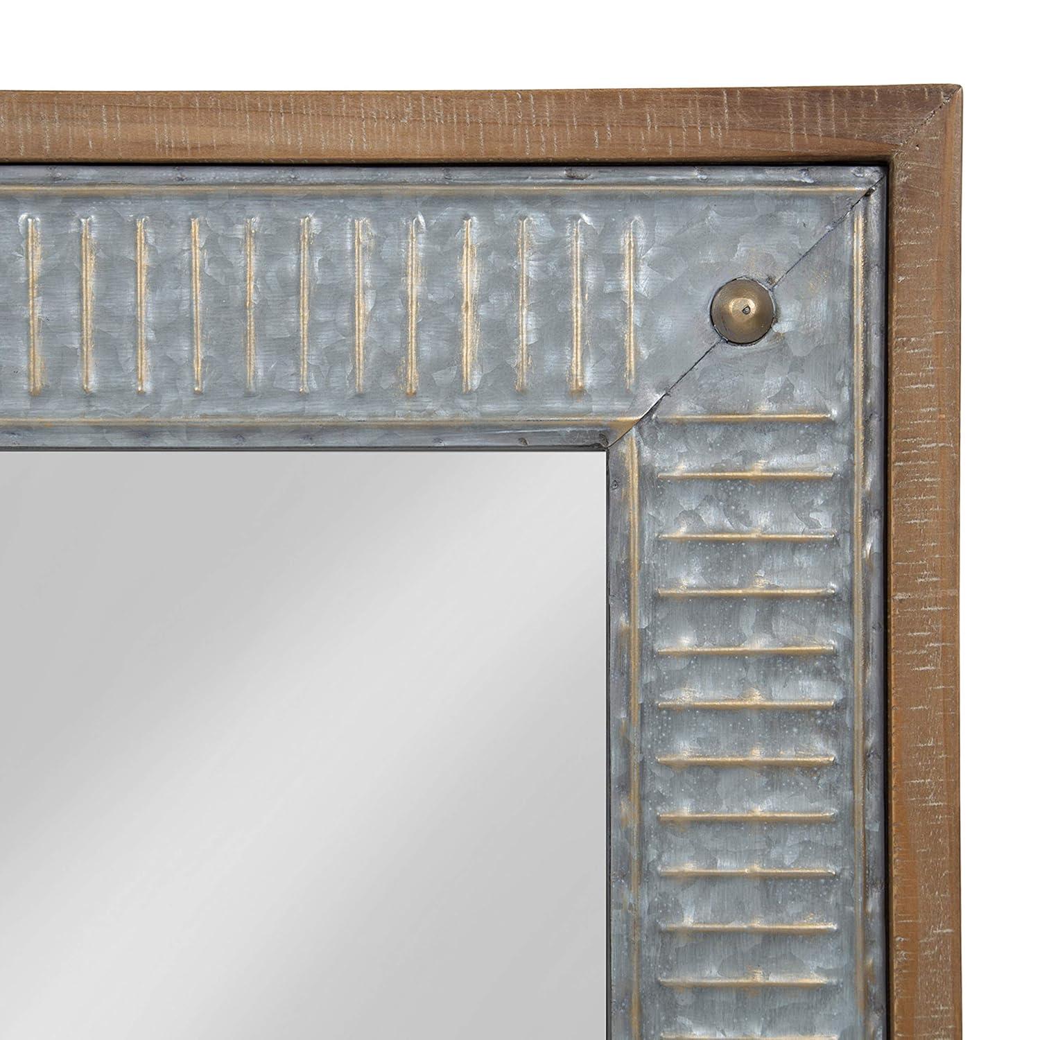Kate and Laurel Deely Farmhouse Wood and Metal Wall Mirror, Rustic Brown