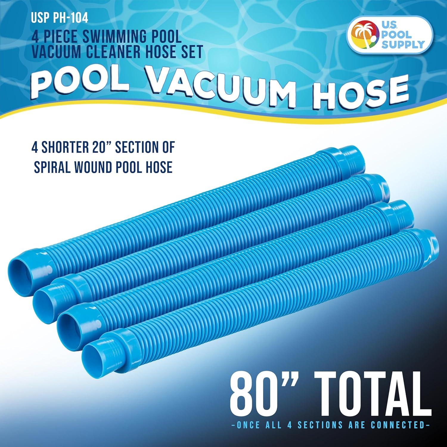 Teal Blue High-Density Polyethylene Pool Vacuum Hoses, 20" Sections, 4 Pieces