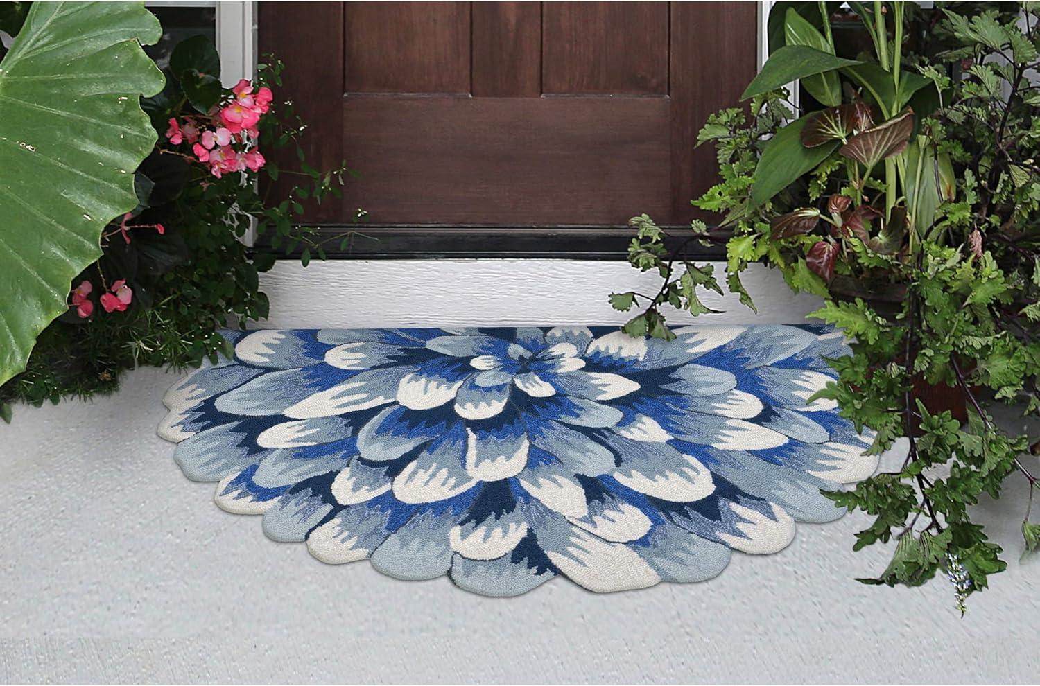 Liora Manne Frontporch Mum Indoor/Outdoor Rug Blue 2' x 3'