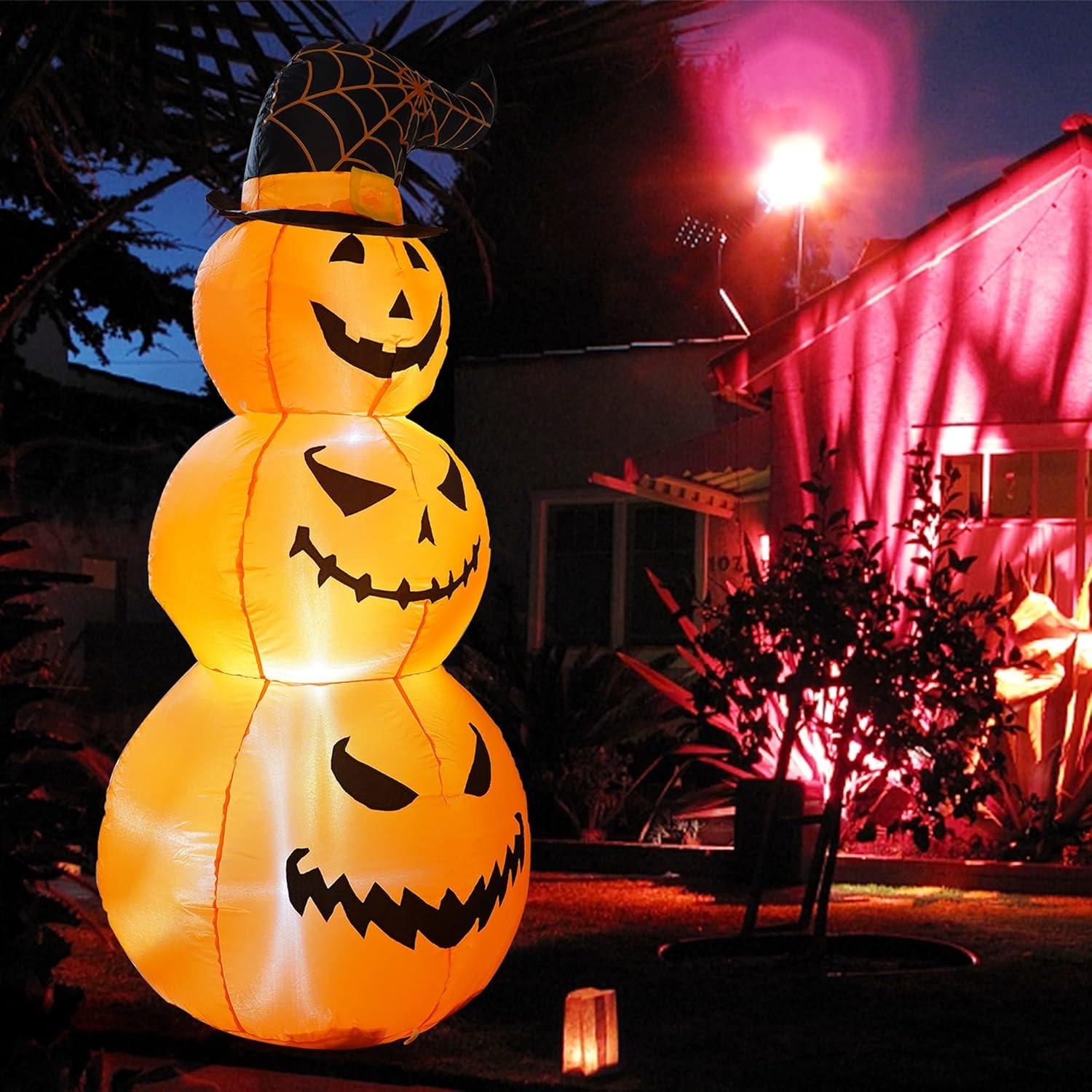 5 FT Halloween Inflatable Stacked Pumpkins with LED Lights