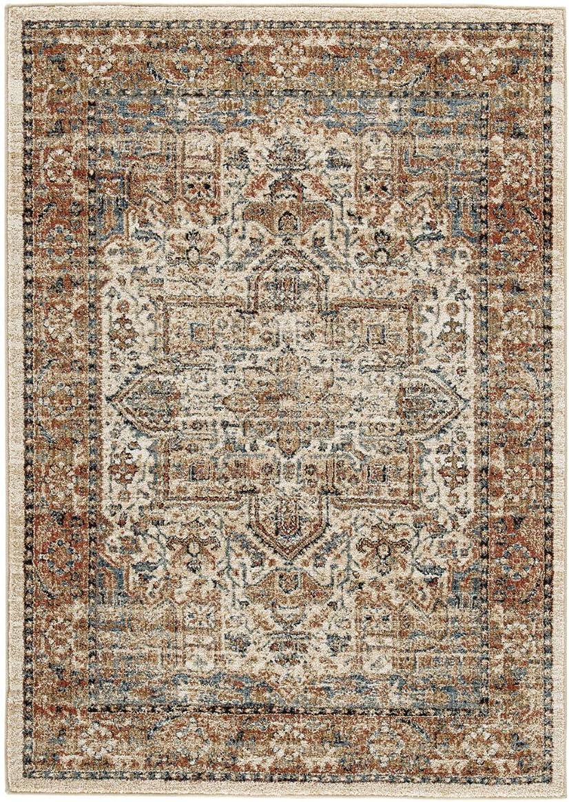 Contemporary Blue Medallion 5' x 7' Synthetic Area Rug