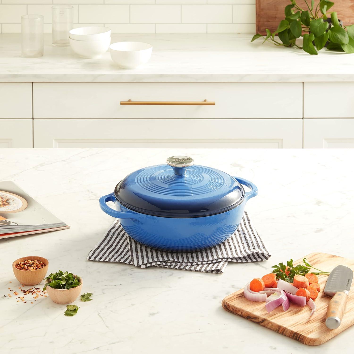 Lodge Cast Iron 3 Quart Enameled Dutch Oven Blue