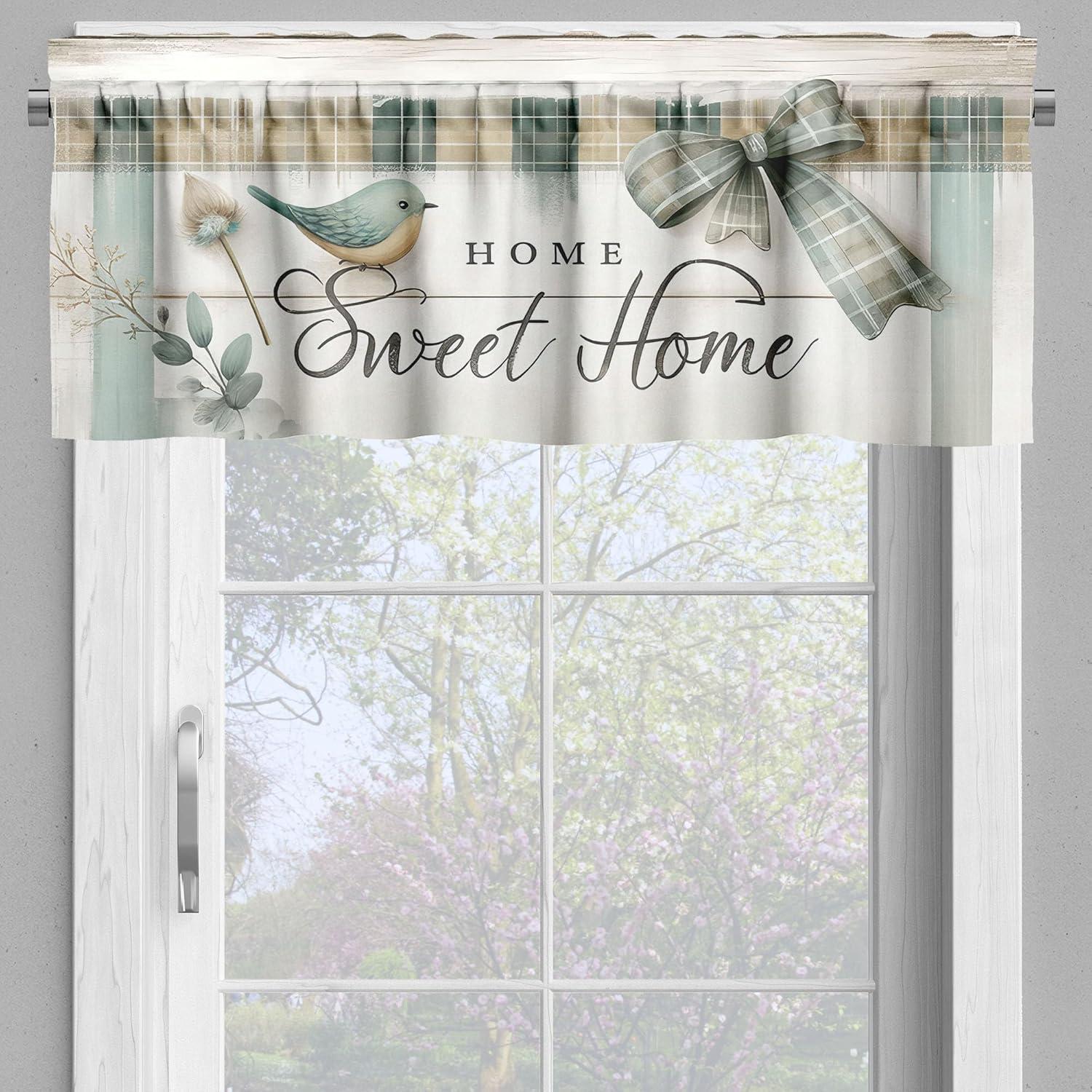 Floral Tailored 55'' W Kitchen Curtain