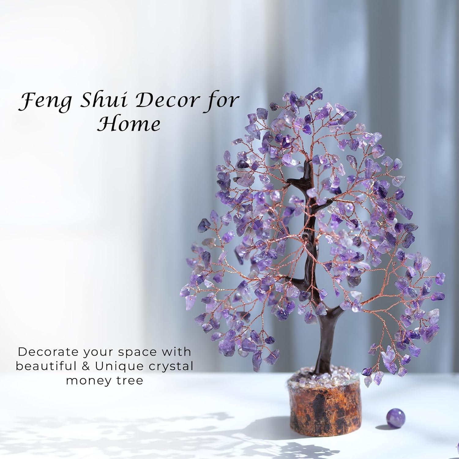 Amethyst Chakra Tree of Life - Crystal Tree for Positive Energy, Feng Shui Decor - Handmade Gemstone Tree, Good Luck Money Bonsai, Purple Healing Crystals, Meditation Stone, Spiritual Mystical Gift