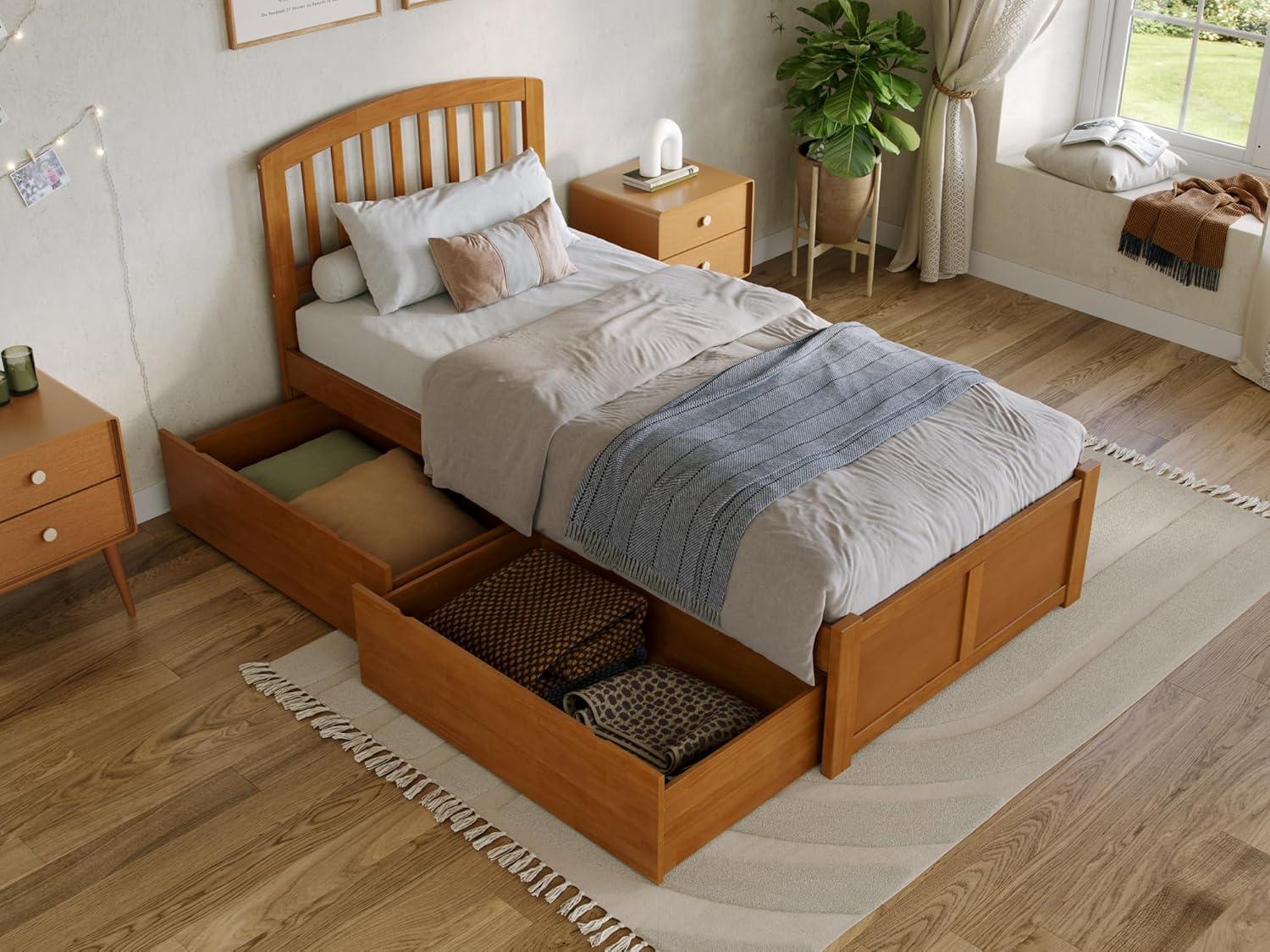 Solid Wood Platform Storage Bed