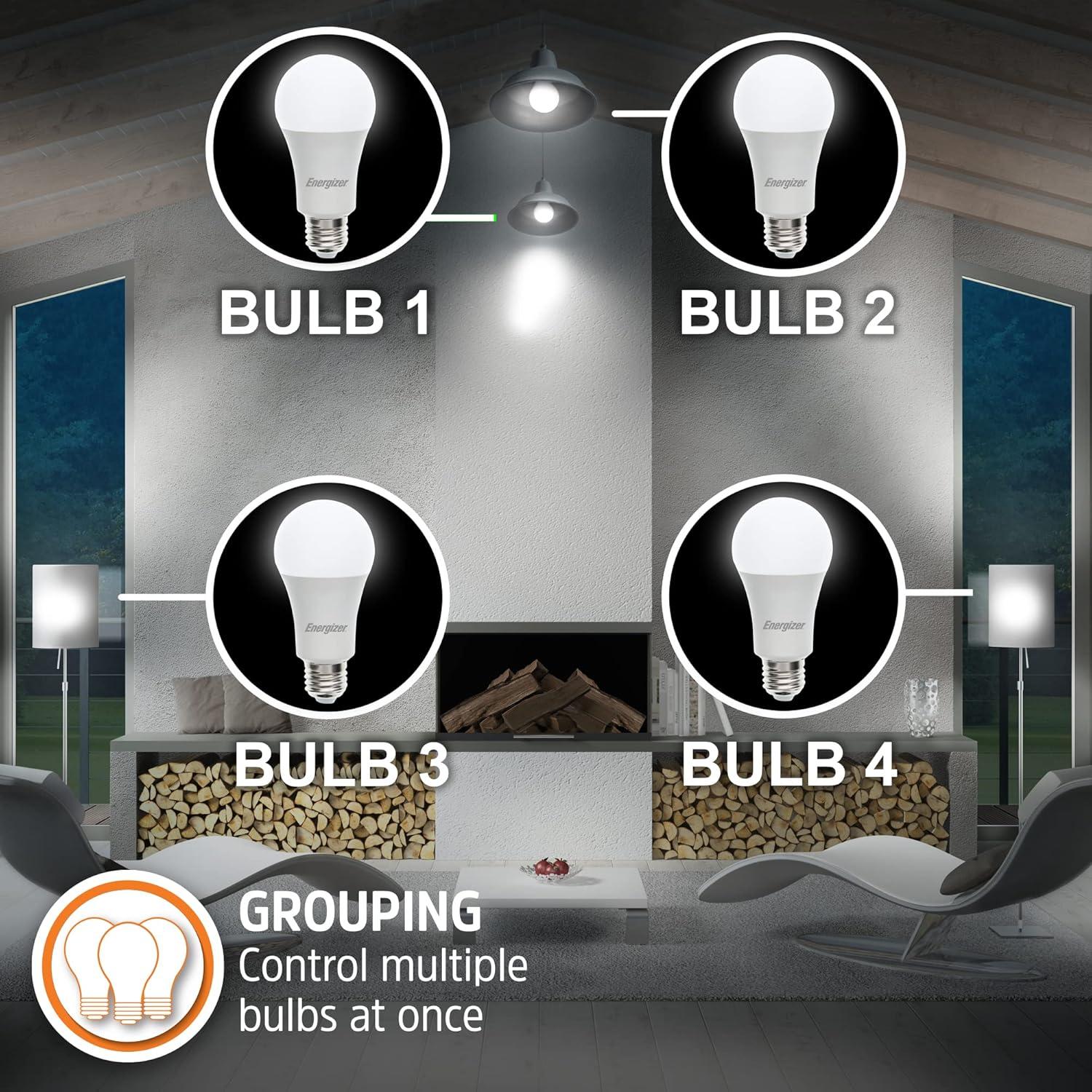Energizer Connect Smart A19 LED White & Multi-Color RGB Light Bulbs with Voice Control and Remote Access Through Your Smartphone | Compatible with Alexa and Google Assistant