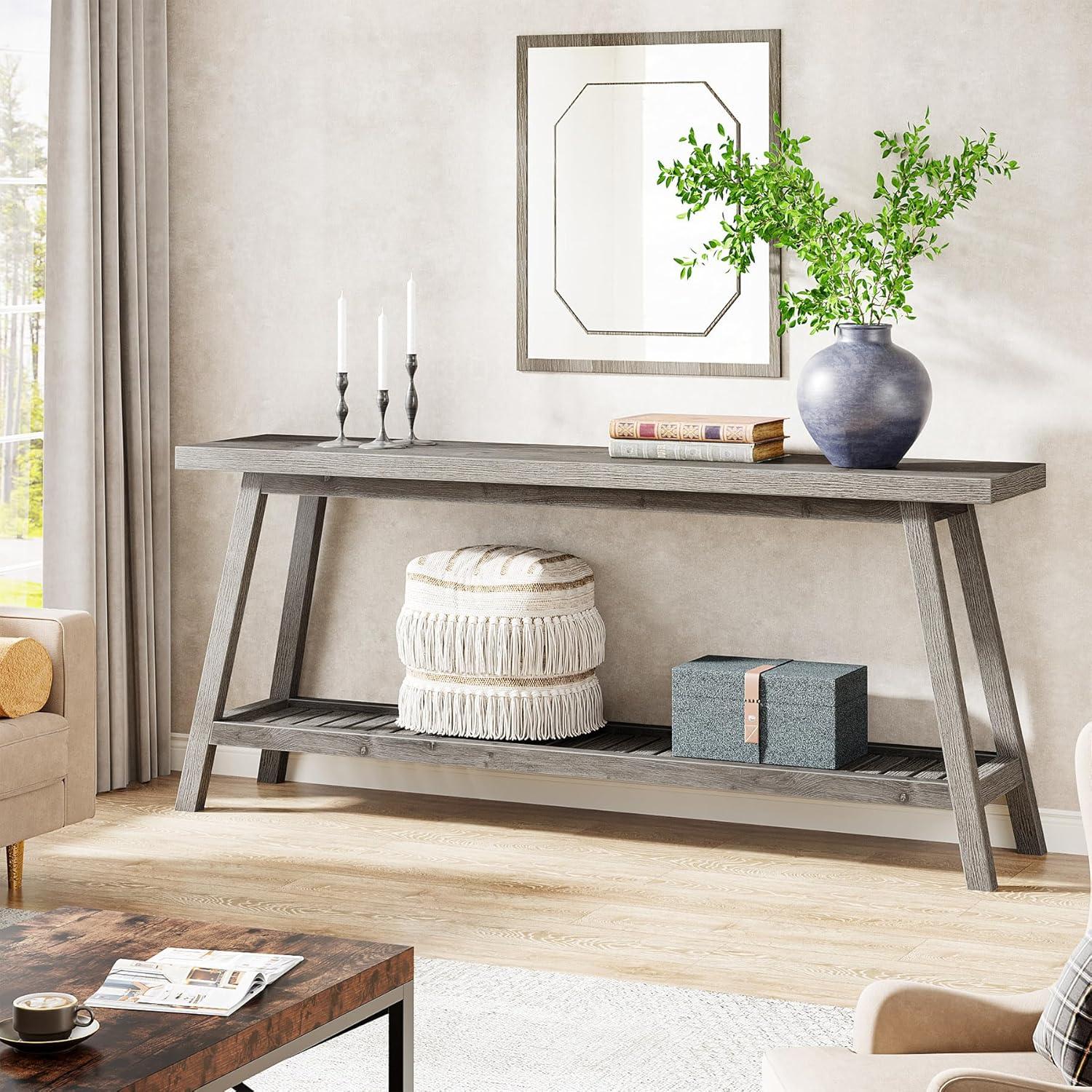 Farmhouse 70.9 Inches Console Entryway Table Grey