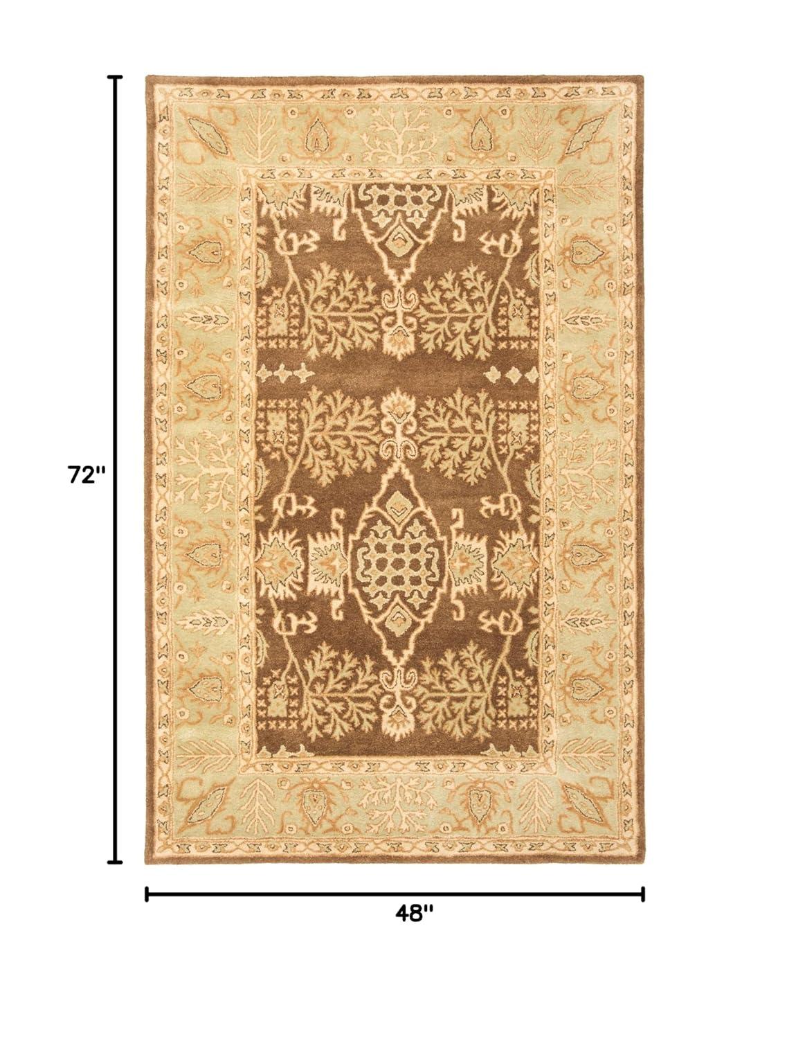 SAFAVIEH Bergama Tarah Alfombra de Lana Tradicional, Marrón / Verde, 4 'x 6'