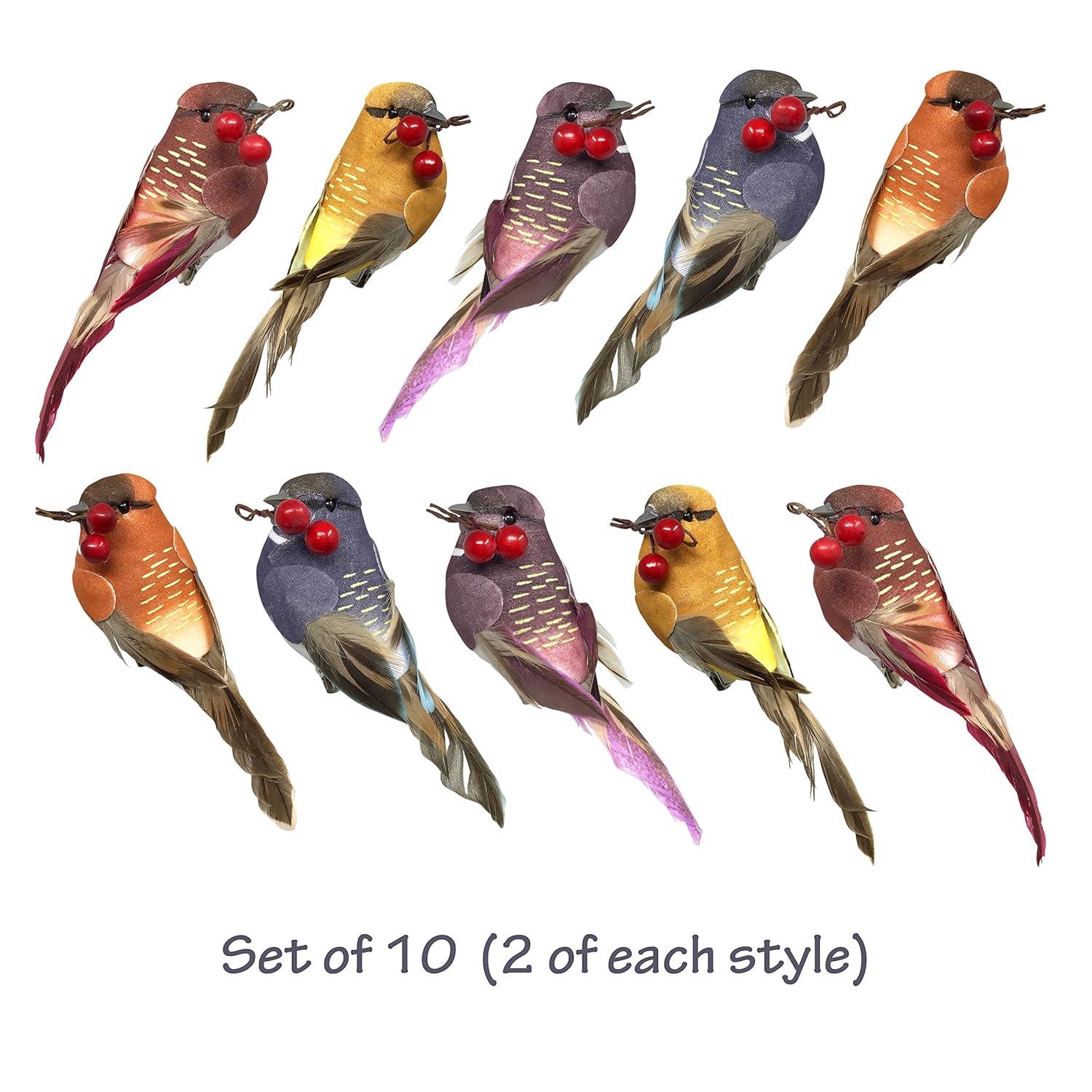 Songbird Christmas Ornaments - Set of 10 Clip Ons