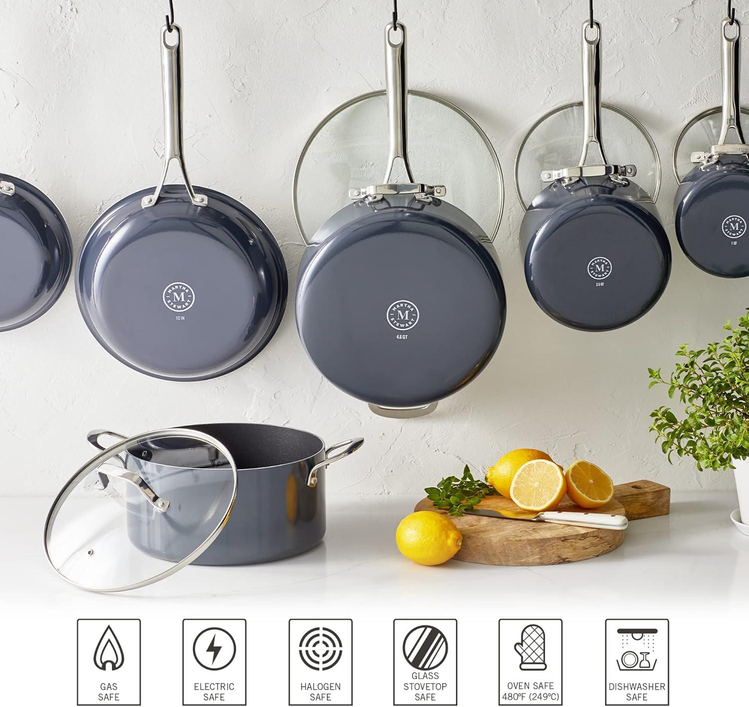 Martha Stewart 10 Piece Aluminum Nonstick Cookware Set