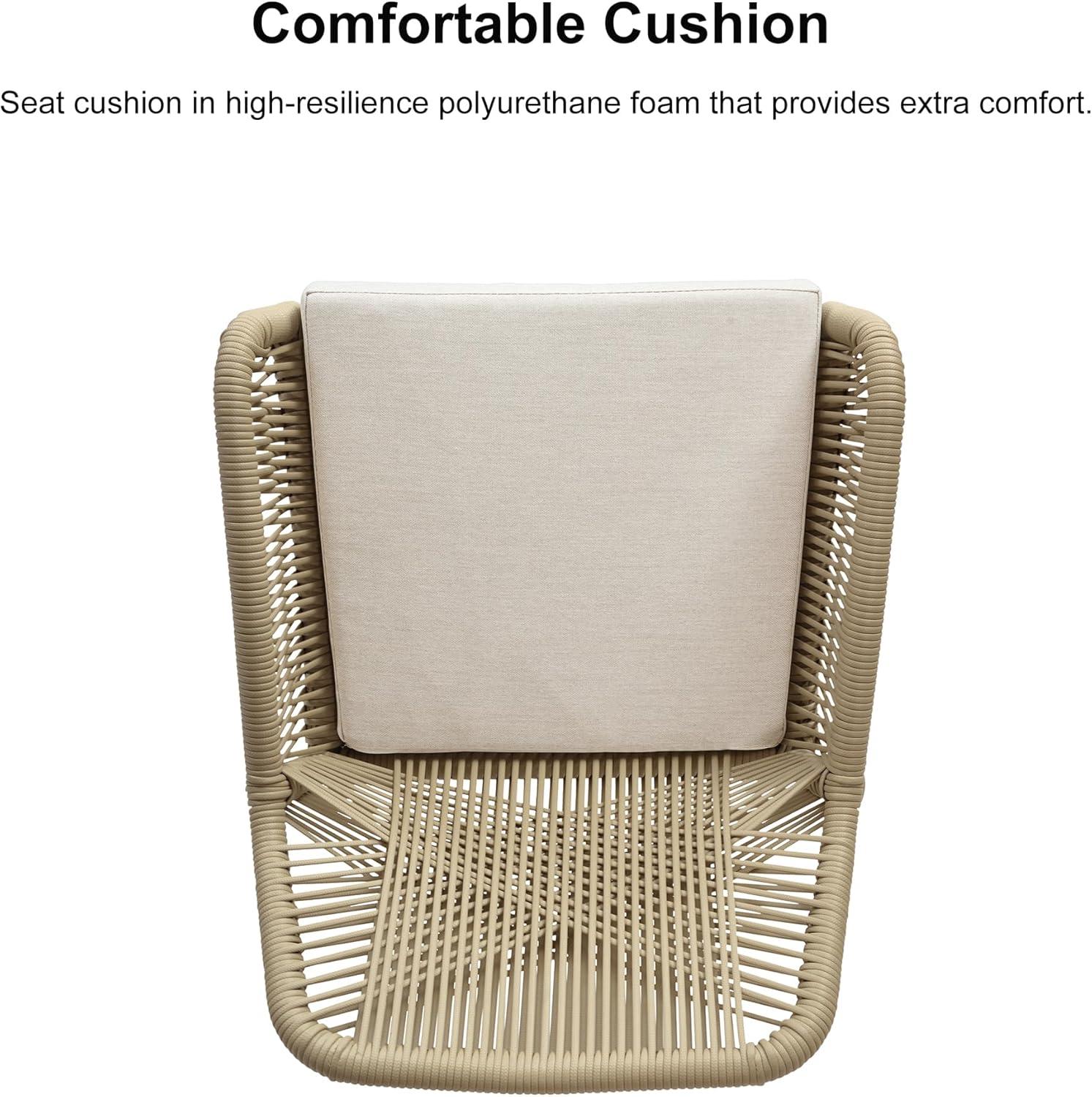 PURPLE LEAF Outdoor 24" Counter Height Bar Stools Chair Set of 2, All Weather Rattan and Aluminum Patio Bar Stool with Cushion for Indoor and Outdoor, Kitchen Island, Teak