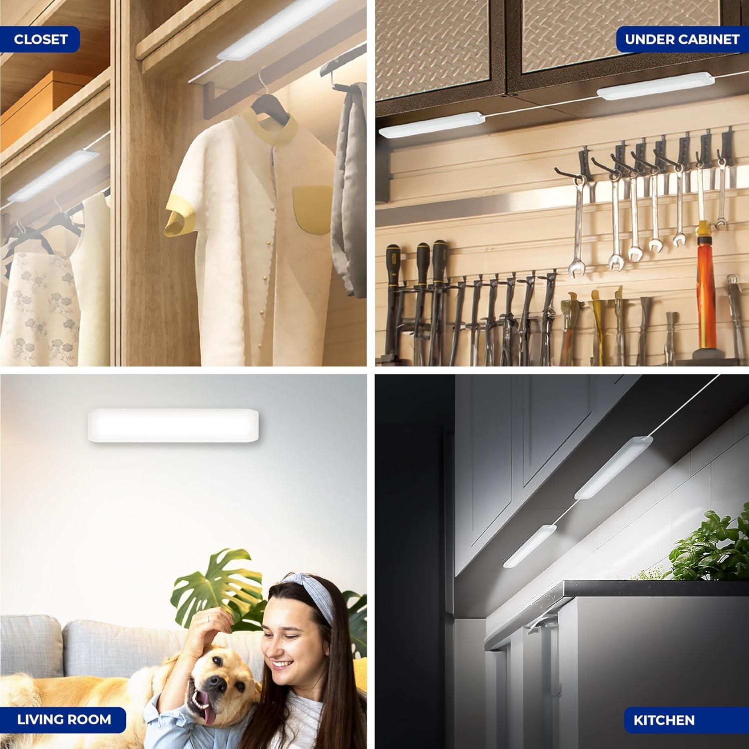 Bell + Howell Under Cabinet Lights 2 Pack Rechargeable LED Light 400 Lumens Motion Sensor Light