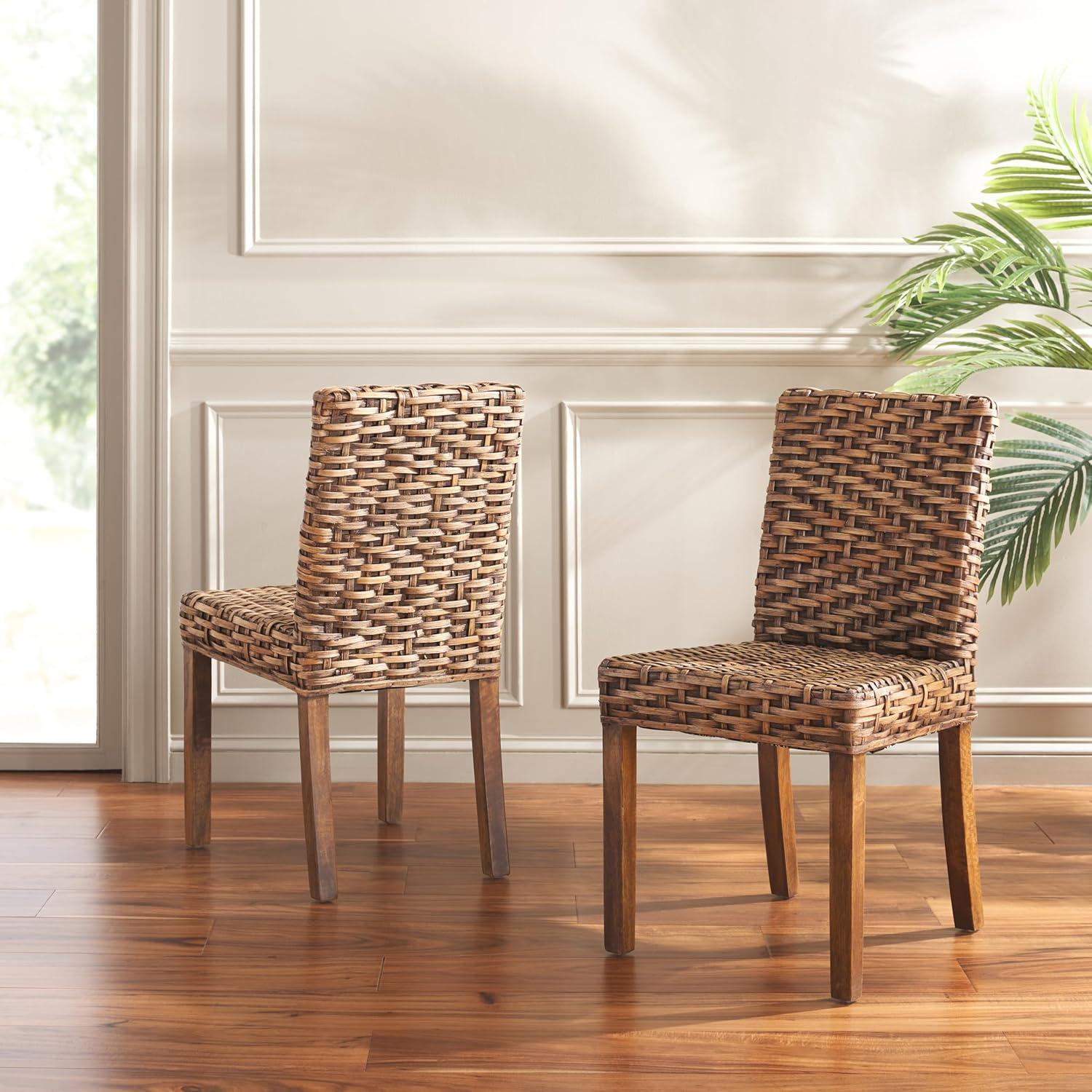 Suncoast 18''H Rattan Arm Chair (Set Of 2) - Brown/Teak Brown - Safavieh