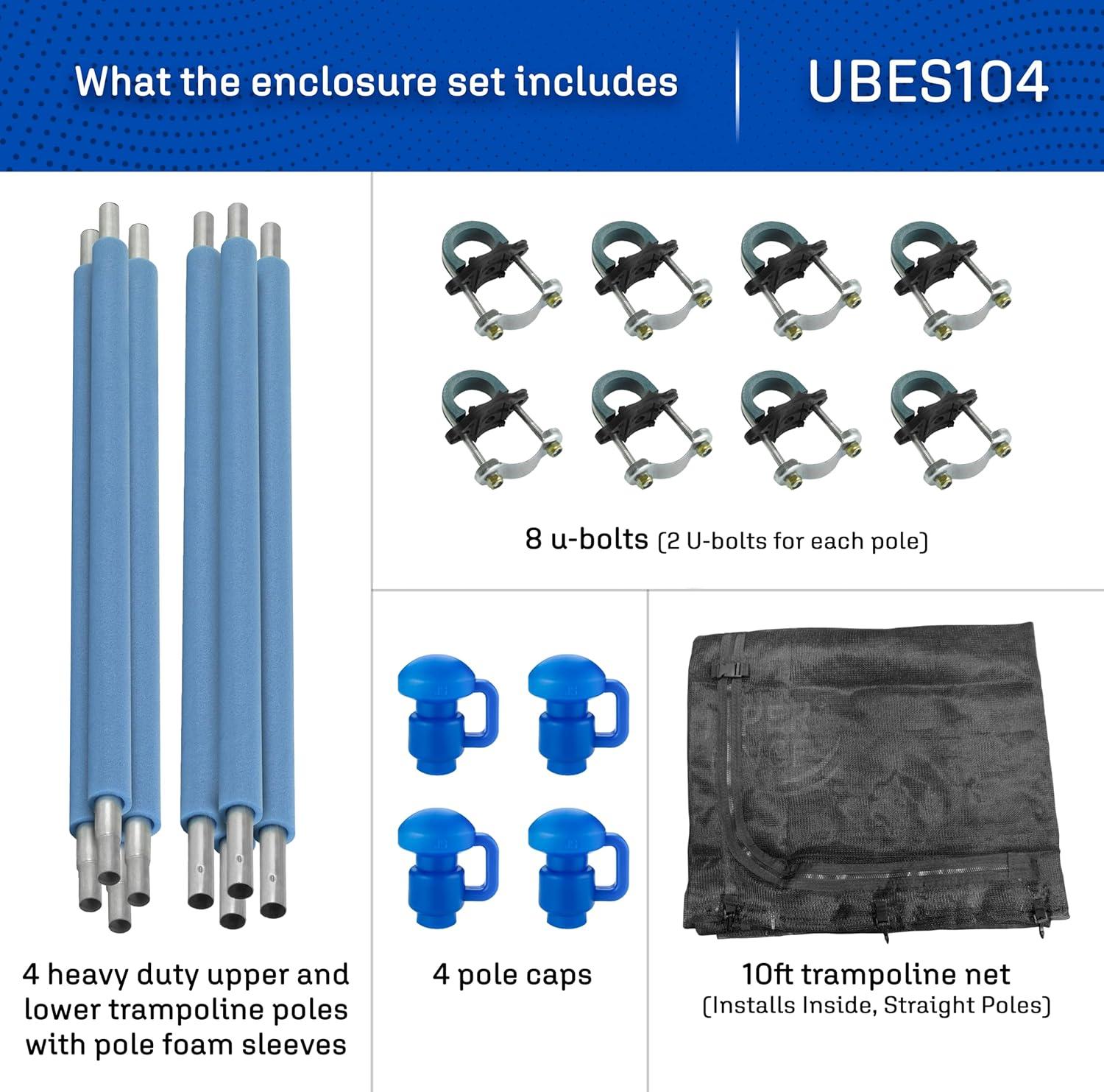 Upper Bounce Machrus Trampoline Safety Enclosure with Net, Poles and Foam Sleeves - Trampoline not Included