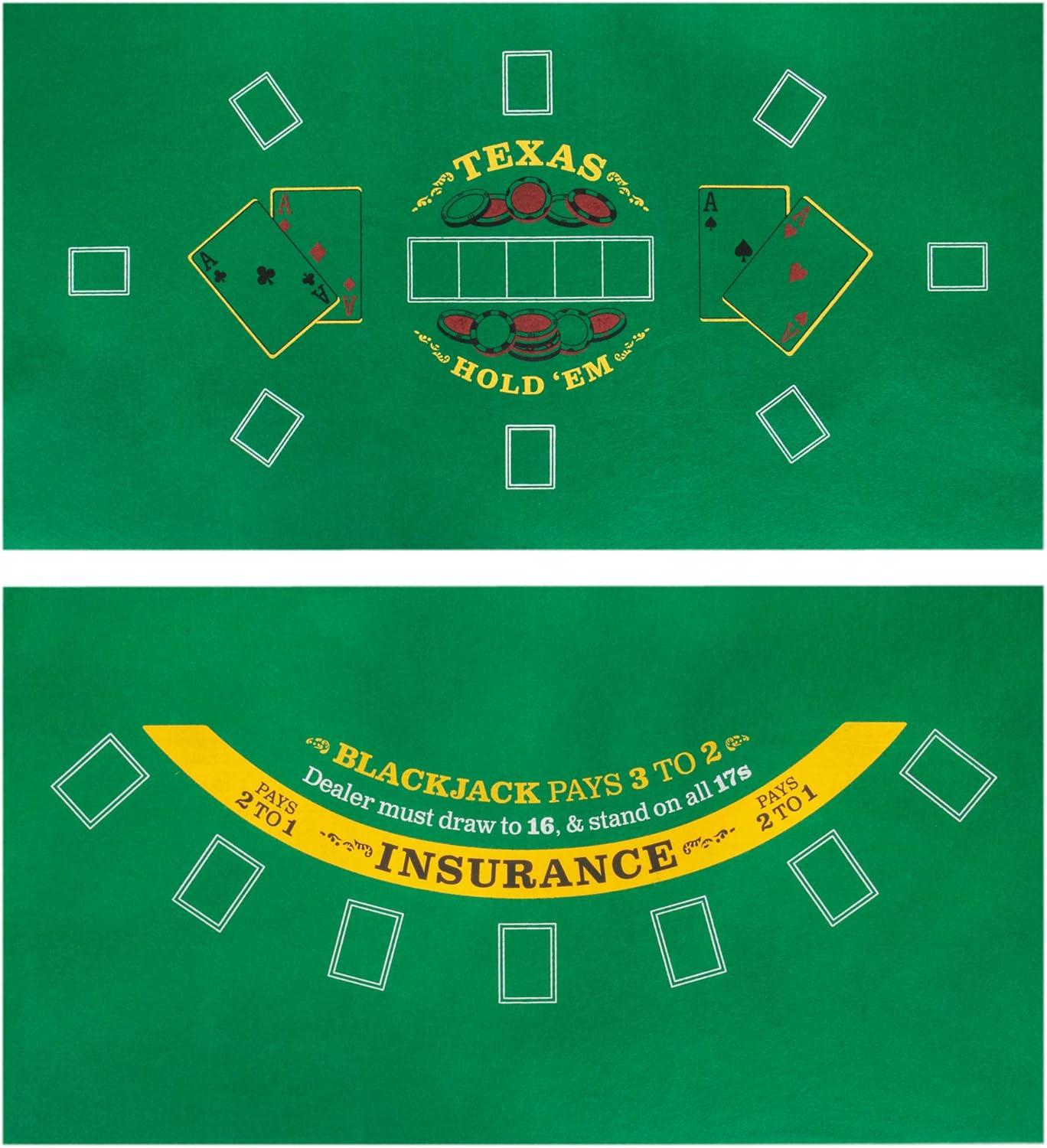 Green Double-Sided Felt Poker and Blackjack Tabletop Mat