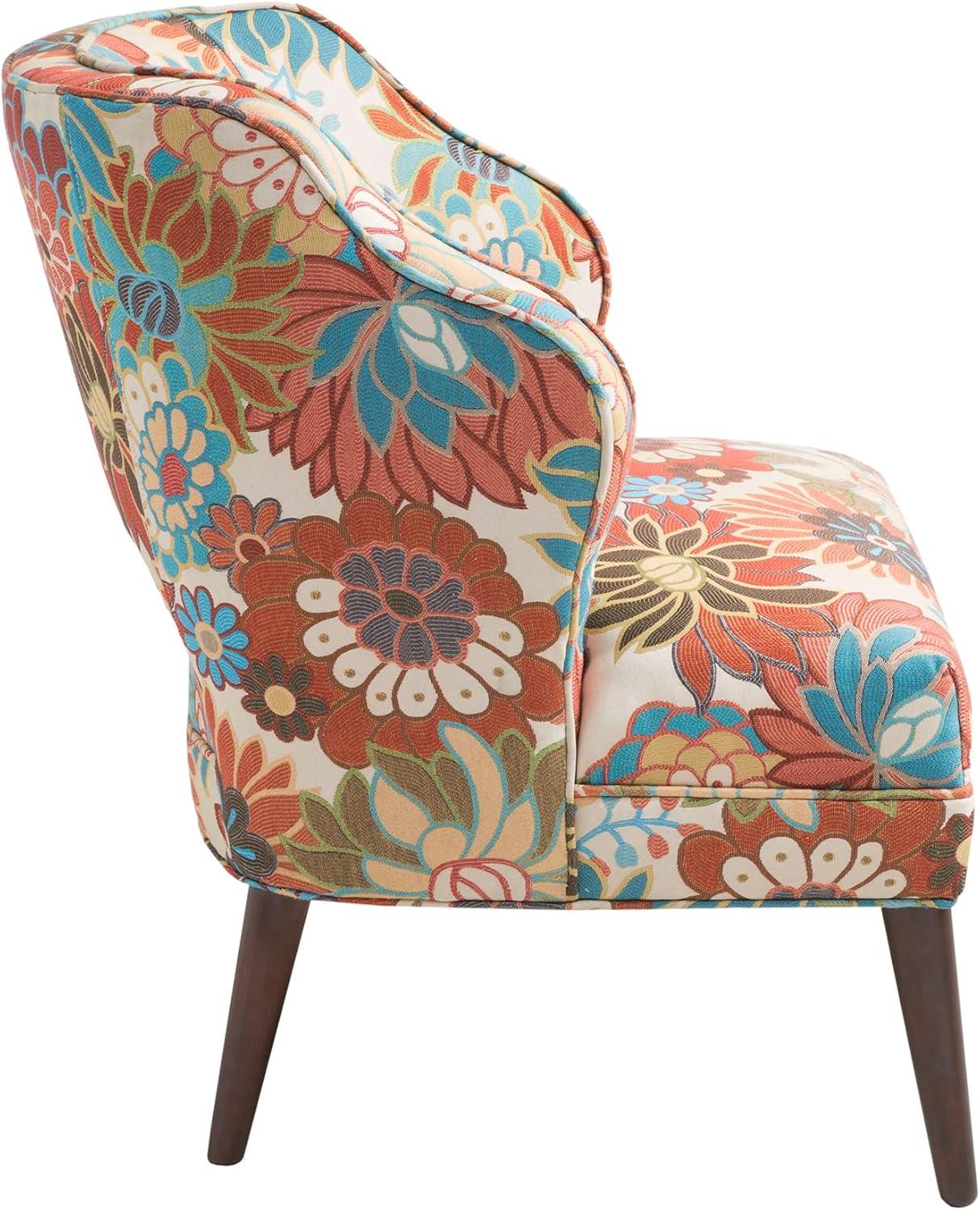 Maren Open Back Accent Chair Peach: Madison Park, Upholstered, Botanical Pattern, Living Room Furniture