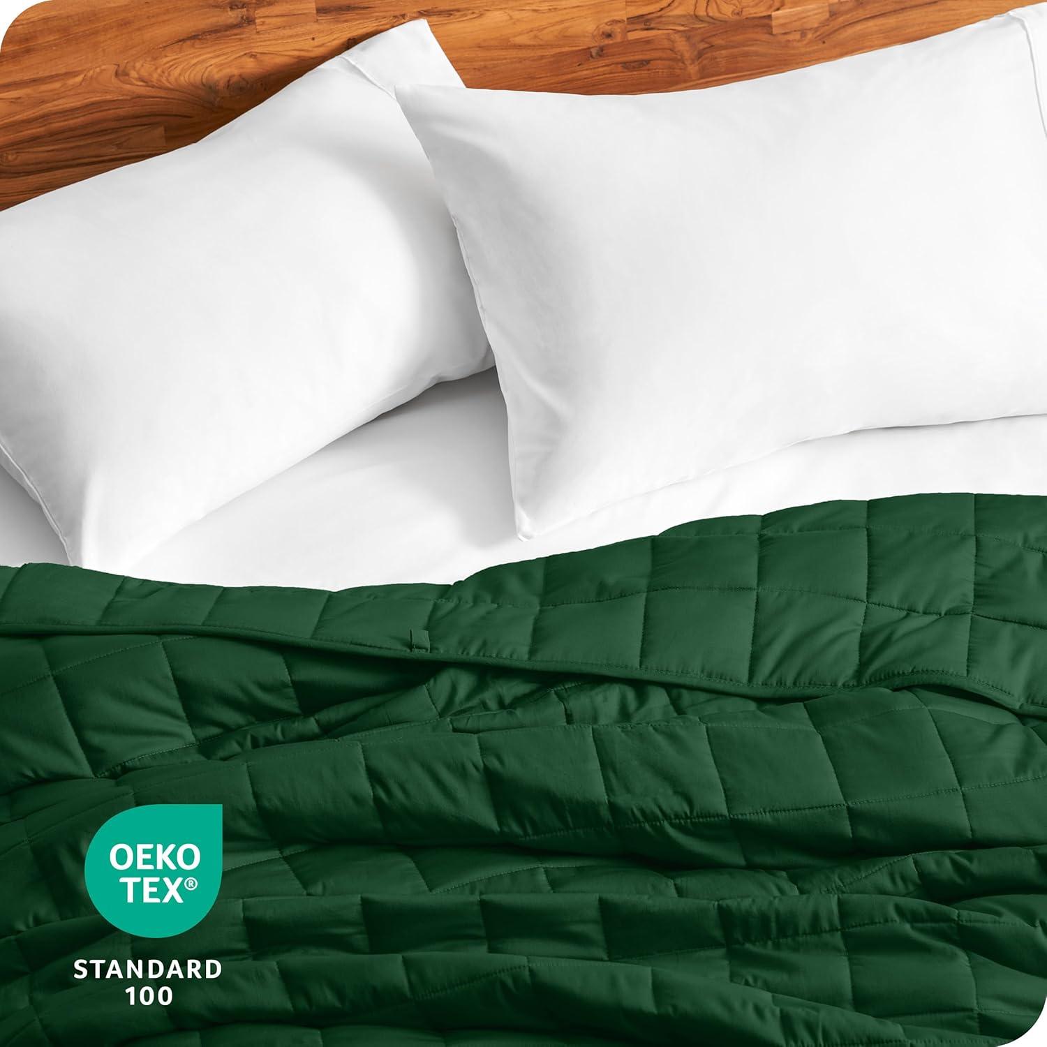 17 lb 60" x 80" Weighted Blanket Cotton Forest Green by Bare Home