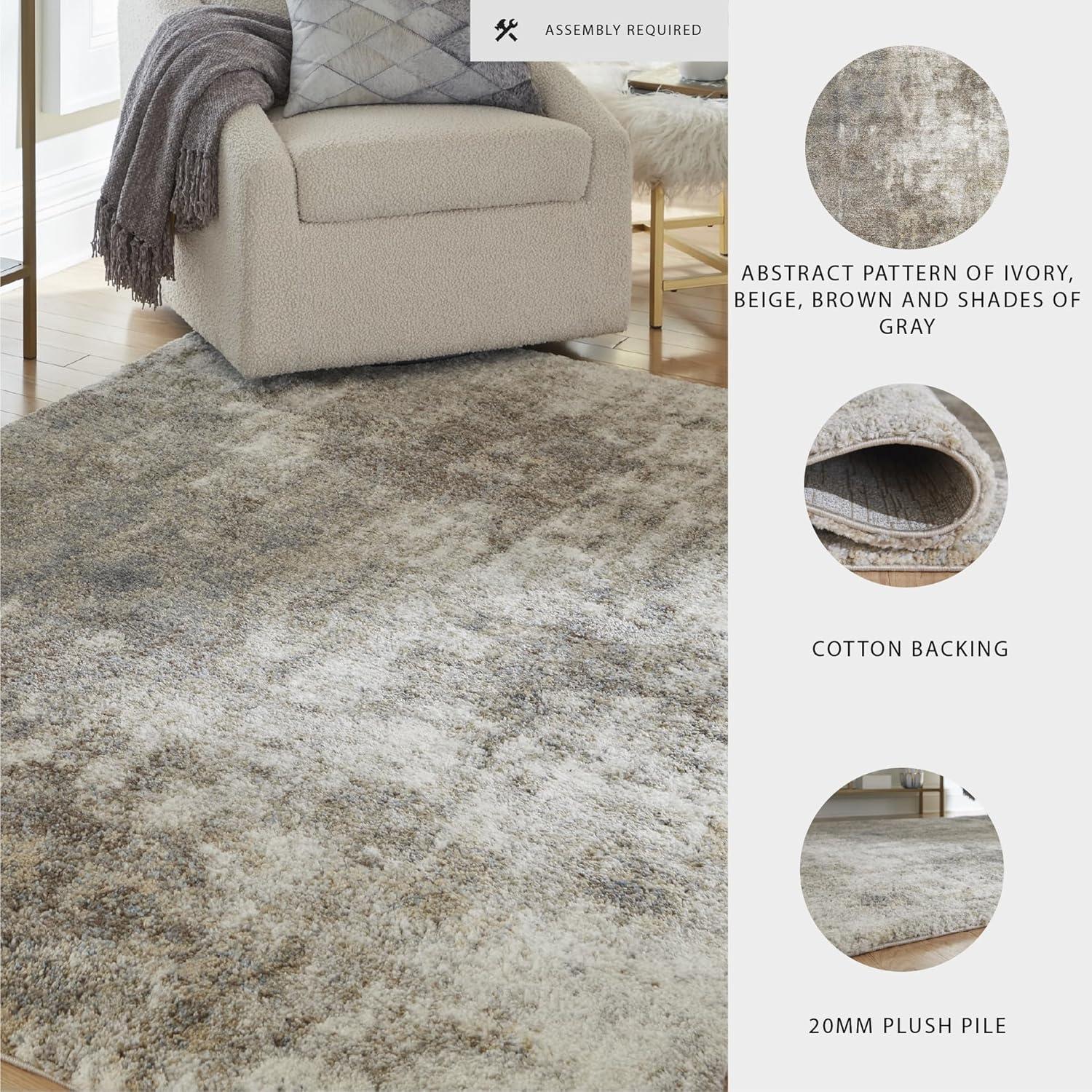 Signature Design by Ashley Pearidge Casual 7'11" x 10' Machine Woven Cloudy Abstract Pattern Large Area Rug, High Pile, Brown, Beige, Gray, & White