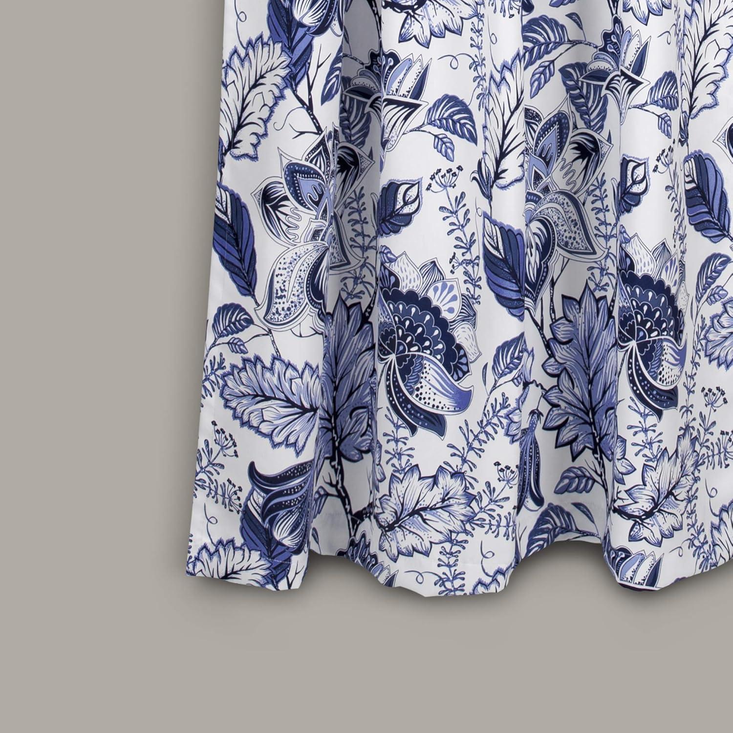 Blue Jacobean Floral Blackout Polyester Window Panels