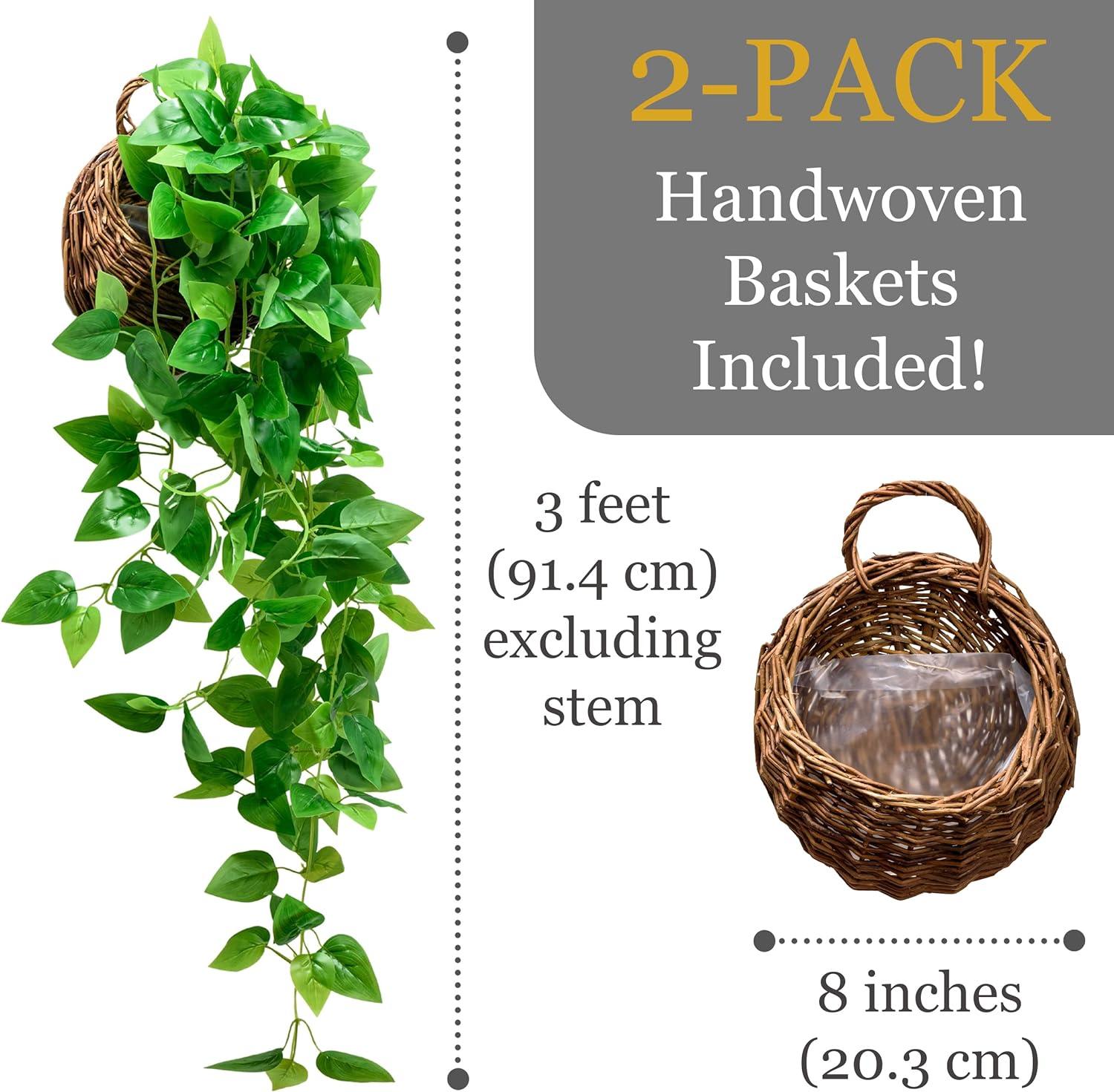 Ophelia & Co. Fake Hanging Plants Vines(2Pcs) Artificial Ivy Greenery Garlands For Home Bedroom Living Aesthetic Indoor,Outdoor Farmhouse Decorations(No Basket)