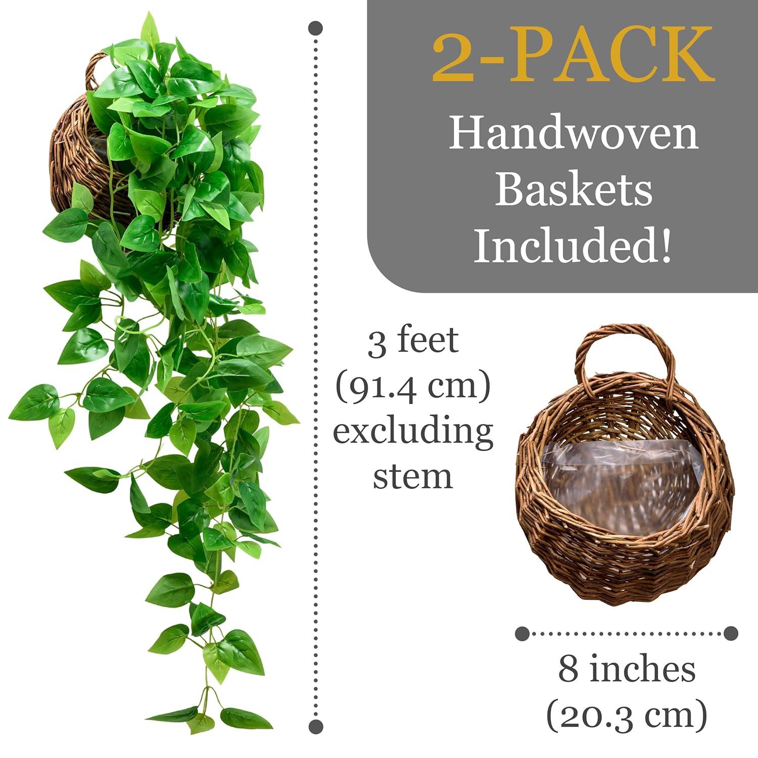 Ophelia & Co. Fake Hanging Plants Vines(2Pcs) Artificial Ivy Greenery Garlands For Home Bedroom Living Aesthetic Indoor,Outdoor Farmhouse Decorations(No Basket)