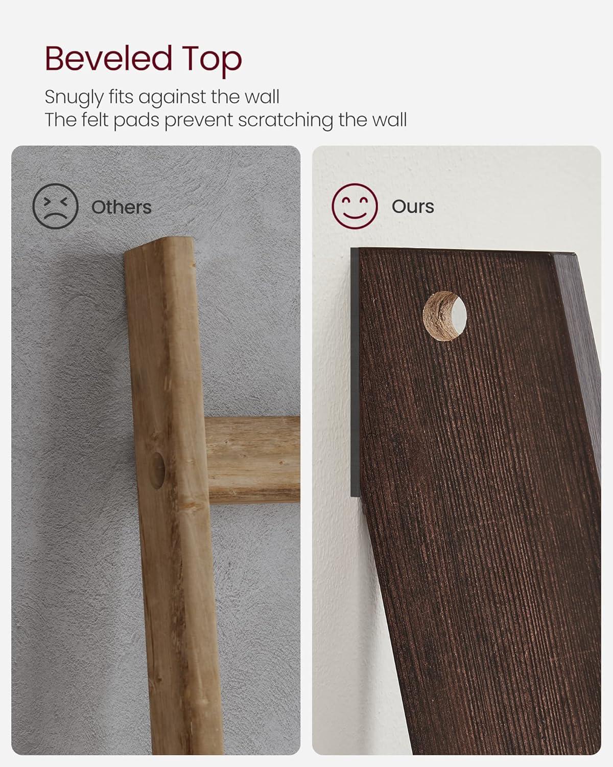 Maroon Brown 5-Tier Rustic Particleboard Blanket Ladder