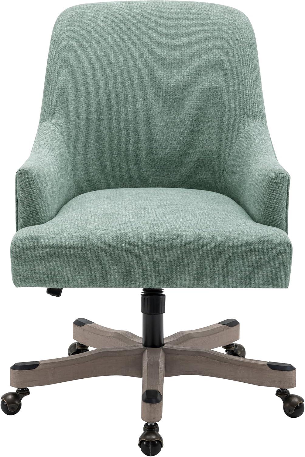 Bradwell Office Chair in Mint Fabric -Rustic Wood Base-Semi Asm