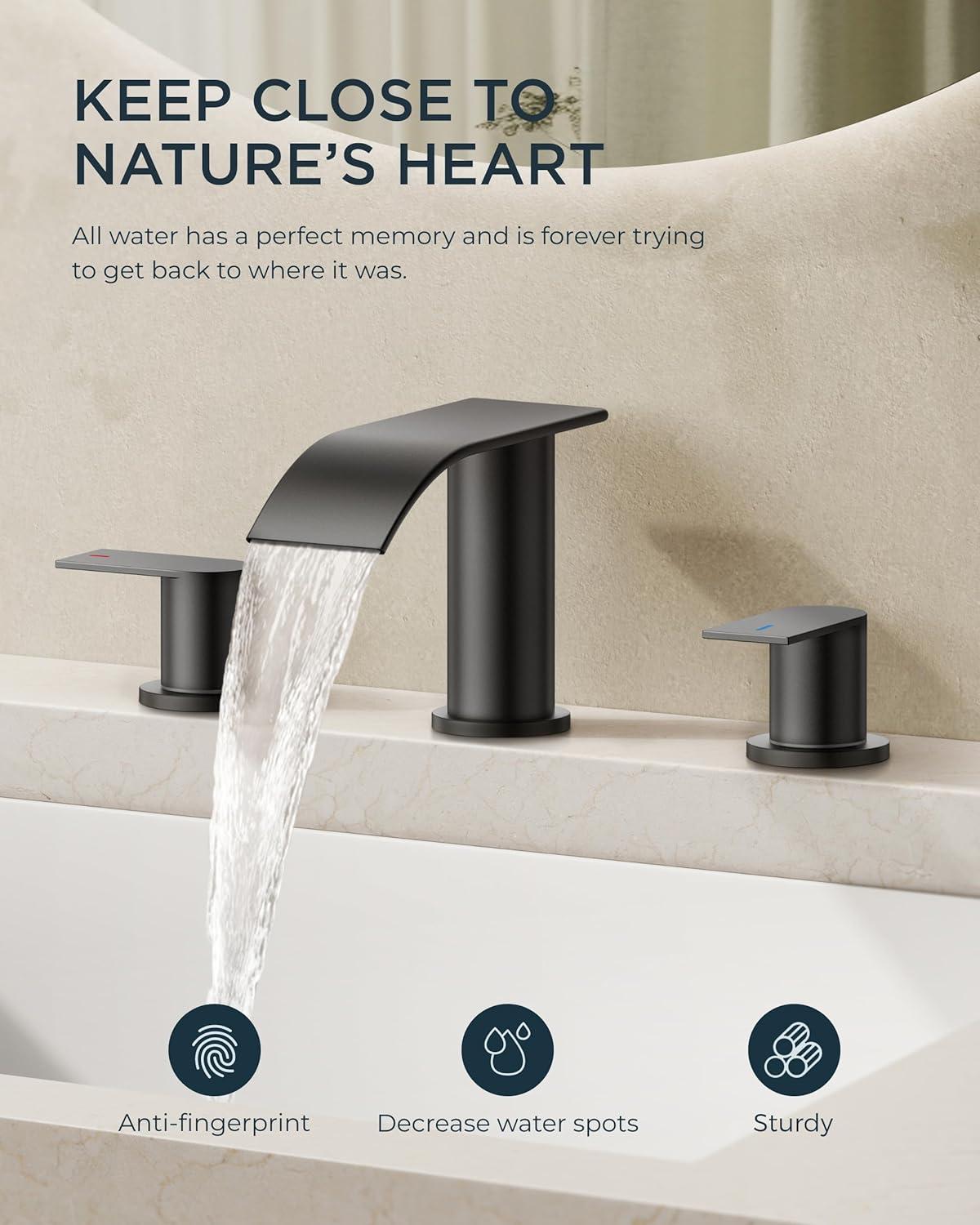 Matte Black Stainless Steel 8-Inch Widespread Bathroom Faucet