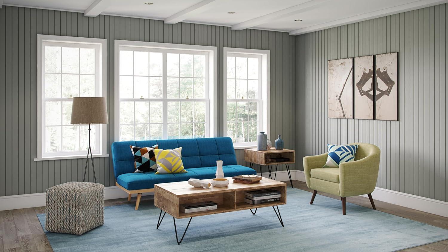 Hunter 48"W Solid Wood Industrial Lift Top Coffee Table with Hidden Storage and Metal Hairpin Legs