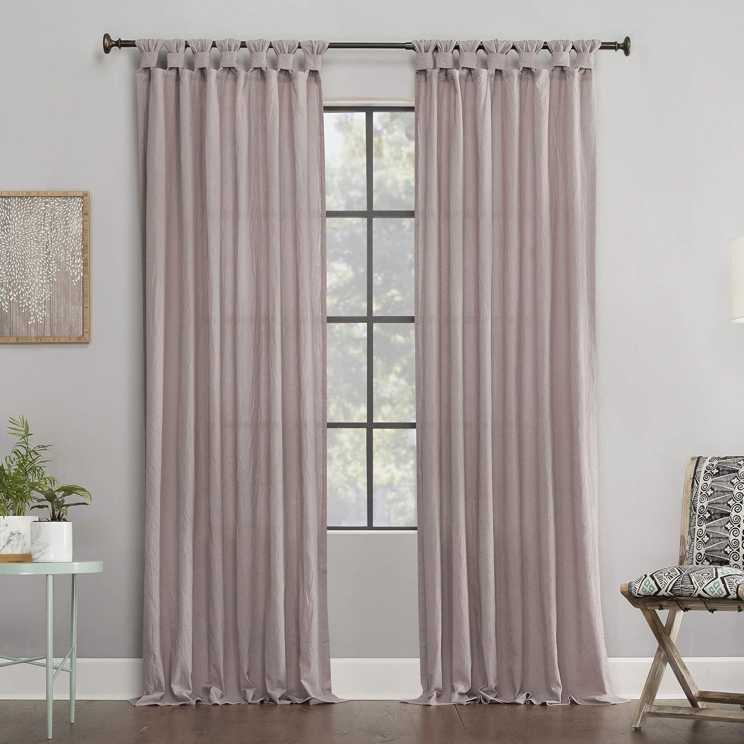 52"X84" Archaeo Light Filtering Outdoor Washed Cotton Twist Tab Curtain Panel Pink: Traditional Window Decor