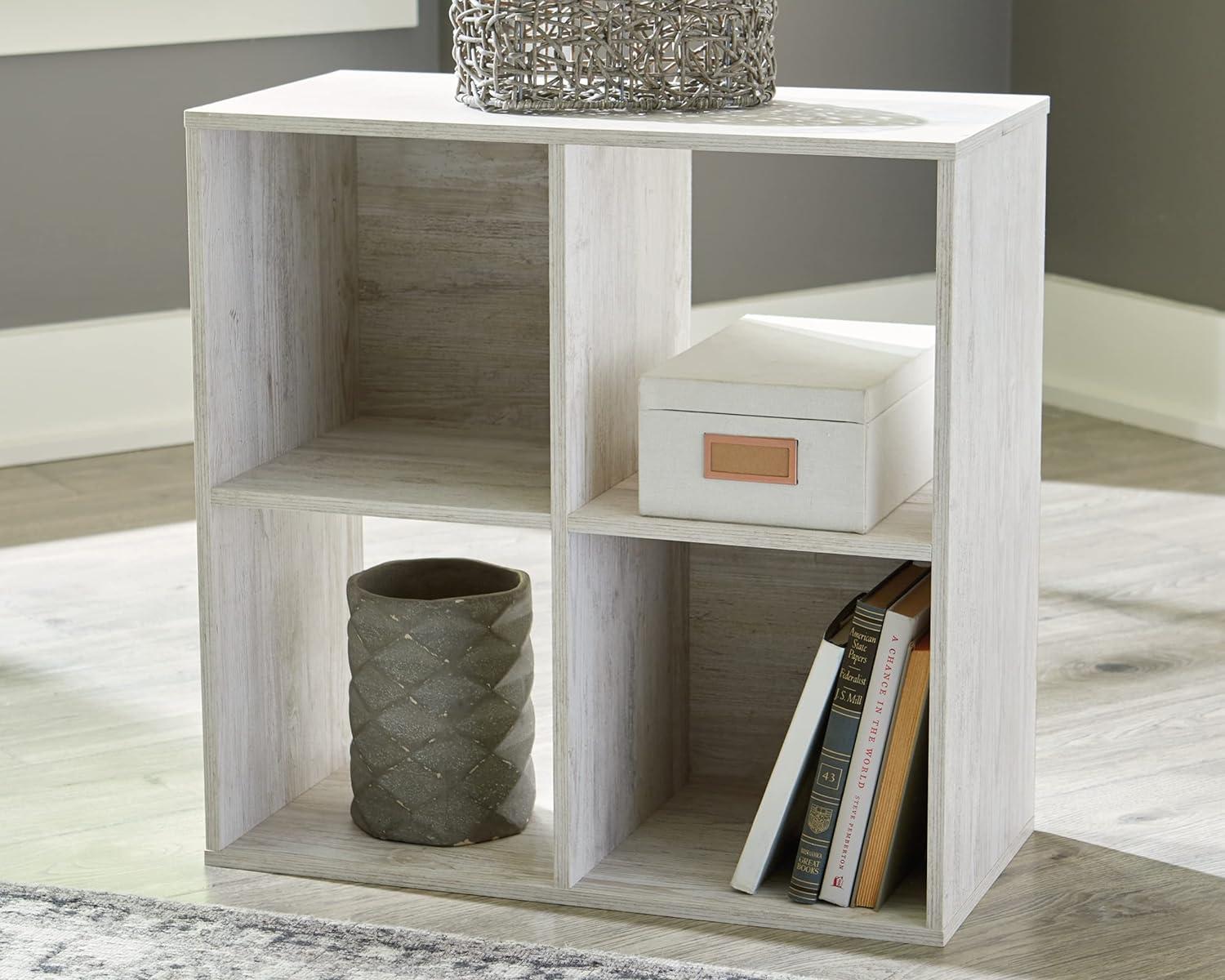 Whitewash 4-Cube Organizer with Weatherworn Finish