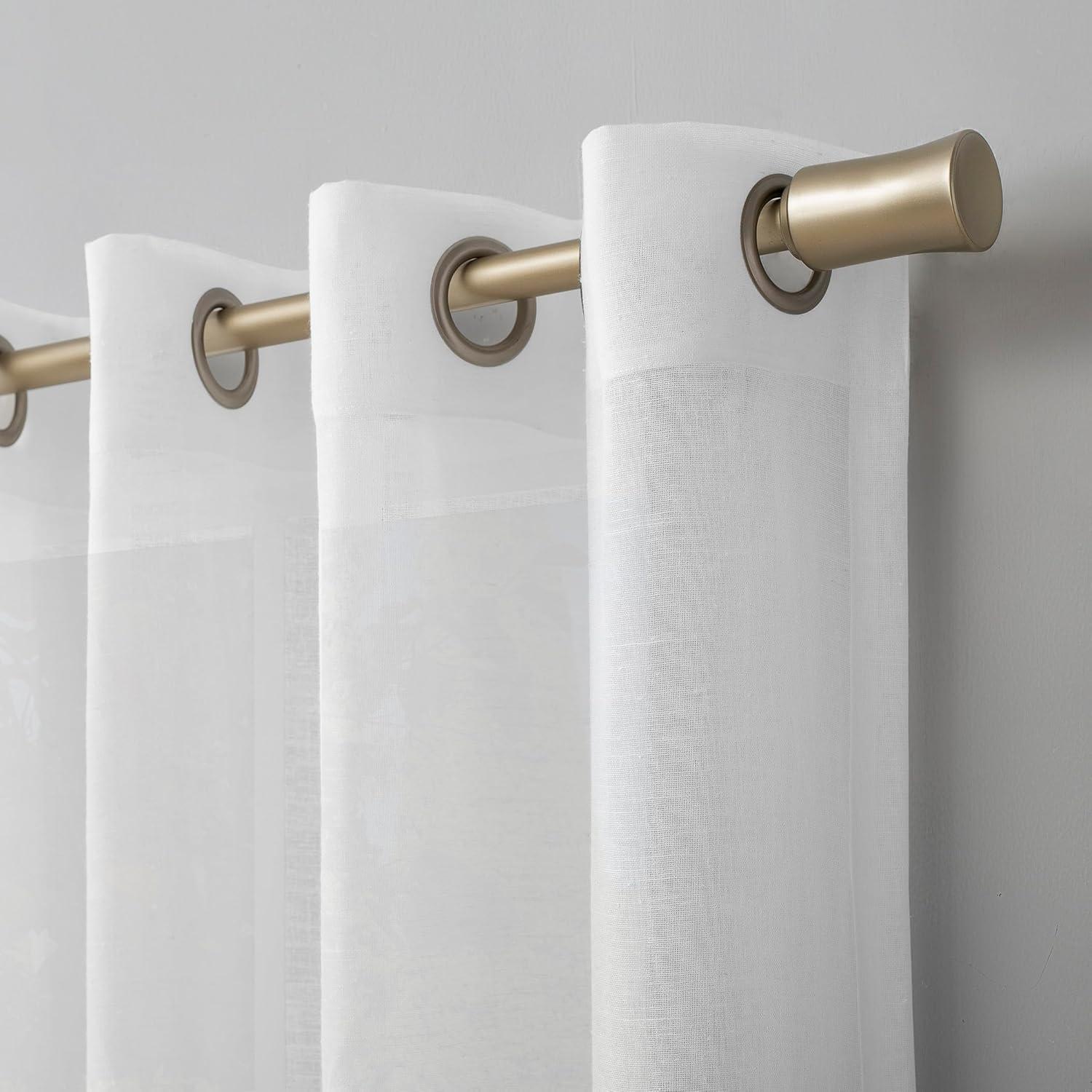 95"x52" Slub Textured Linen Blend Grommet Top Curtain White - Archaeo: Modern Light Filtering Panel