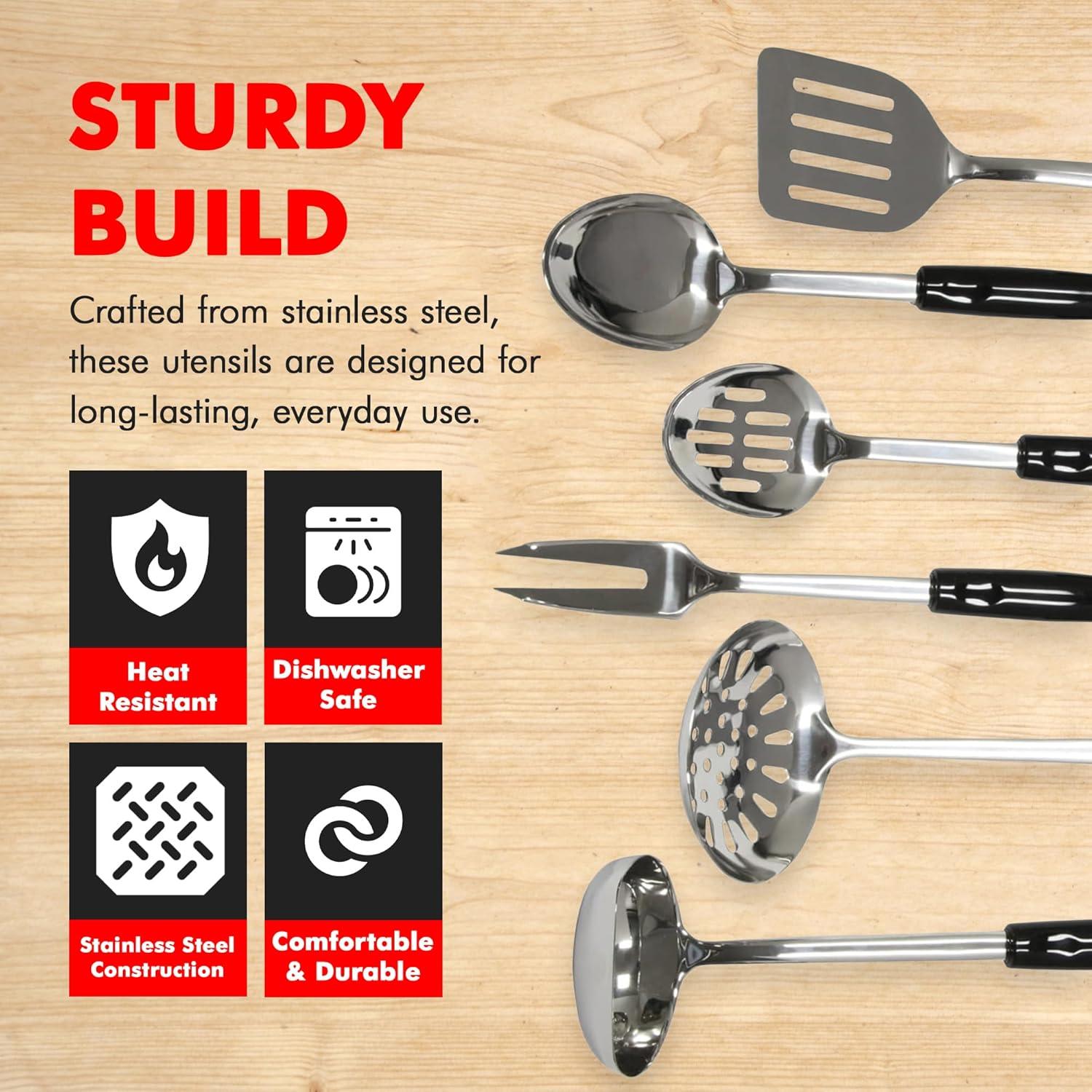 Chef Craft Heavy Duty  Kitchen Tool and Utensil Set, 6 Piece Set, Stainless Steel