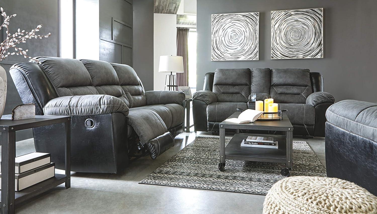 Signature Design by Ashley Earhart Reclining Loveseat with Console in Slate