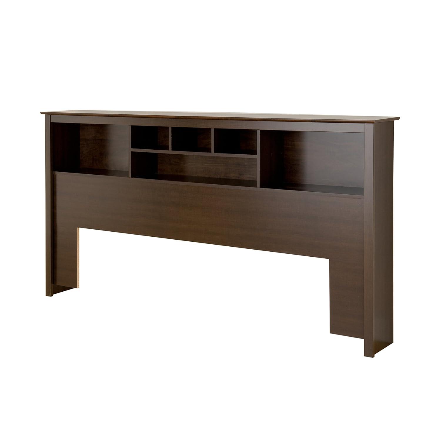 Prepac King Bookcase Headboard Espresso Brown: Wood Composite Storage Headboard, No Mattress Included