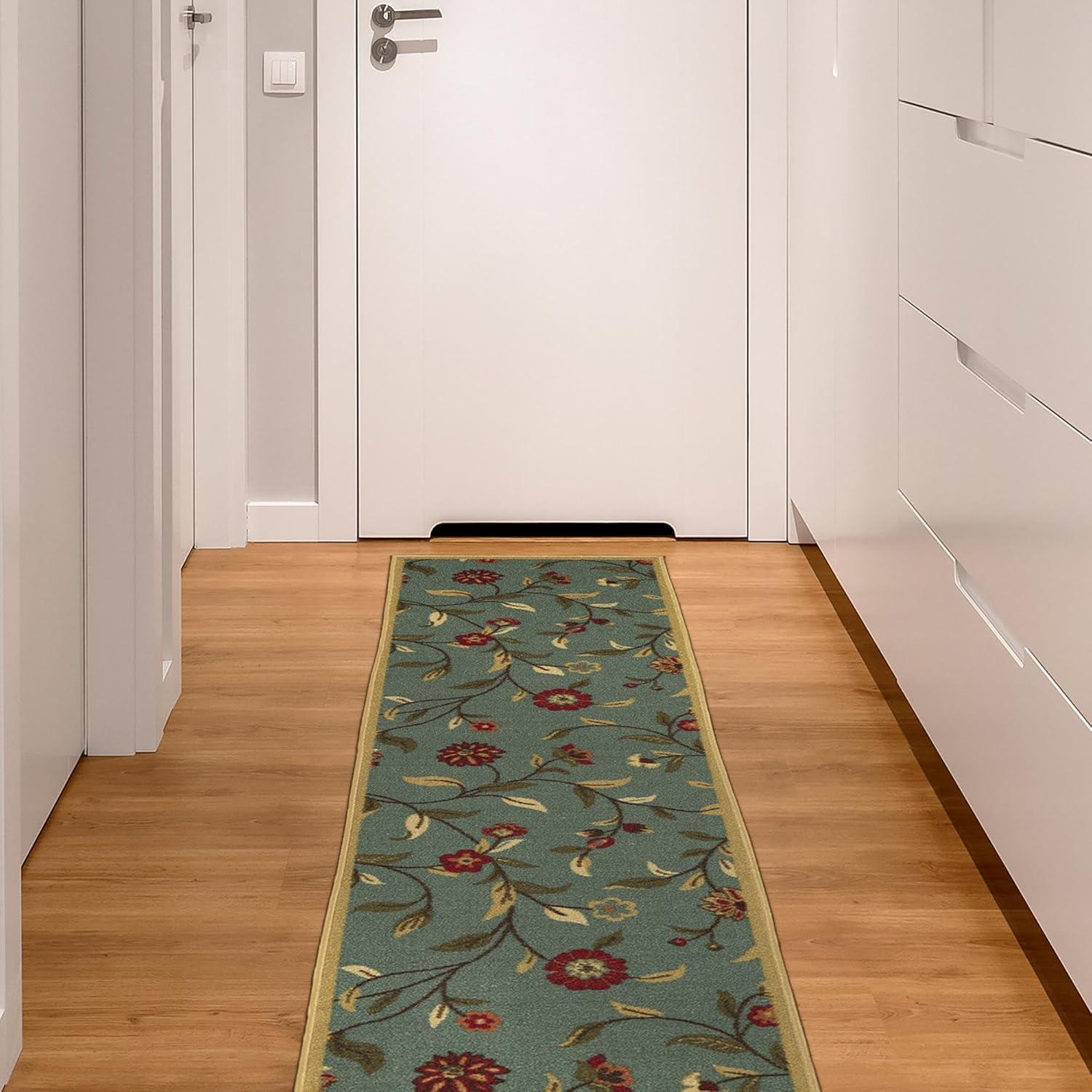 Machine Washable Non-Slip Floral Leaves Area Rug For Living Room, Hallway Runner, Entryway Rug