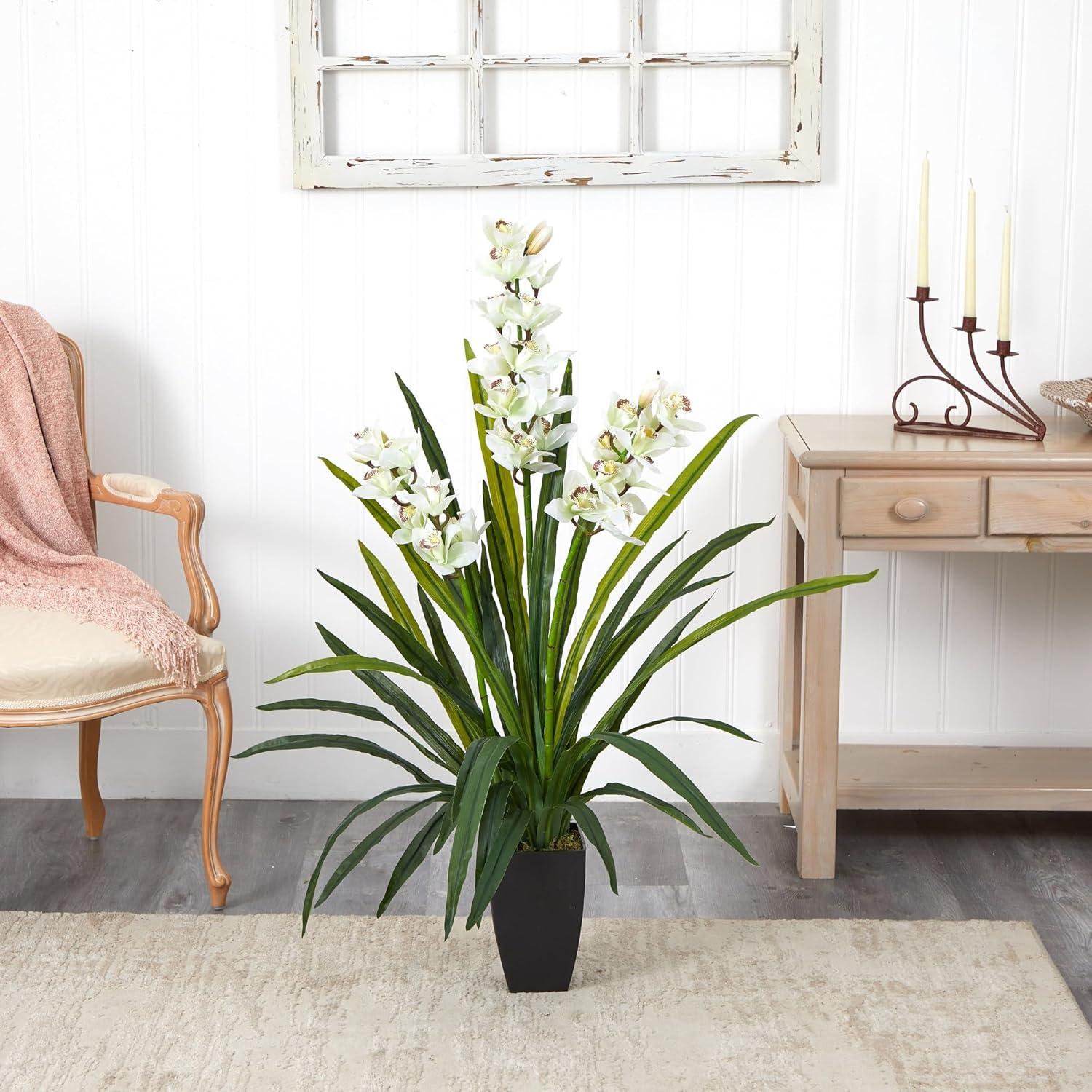 Nearly Natural 45-in Cymbidium Orchid Artificial Plant