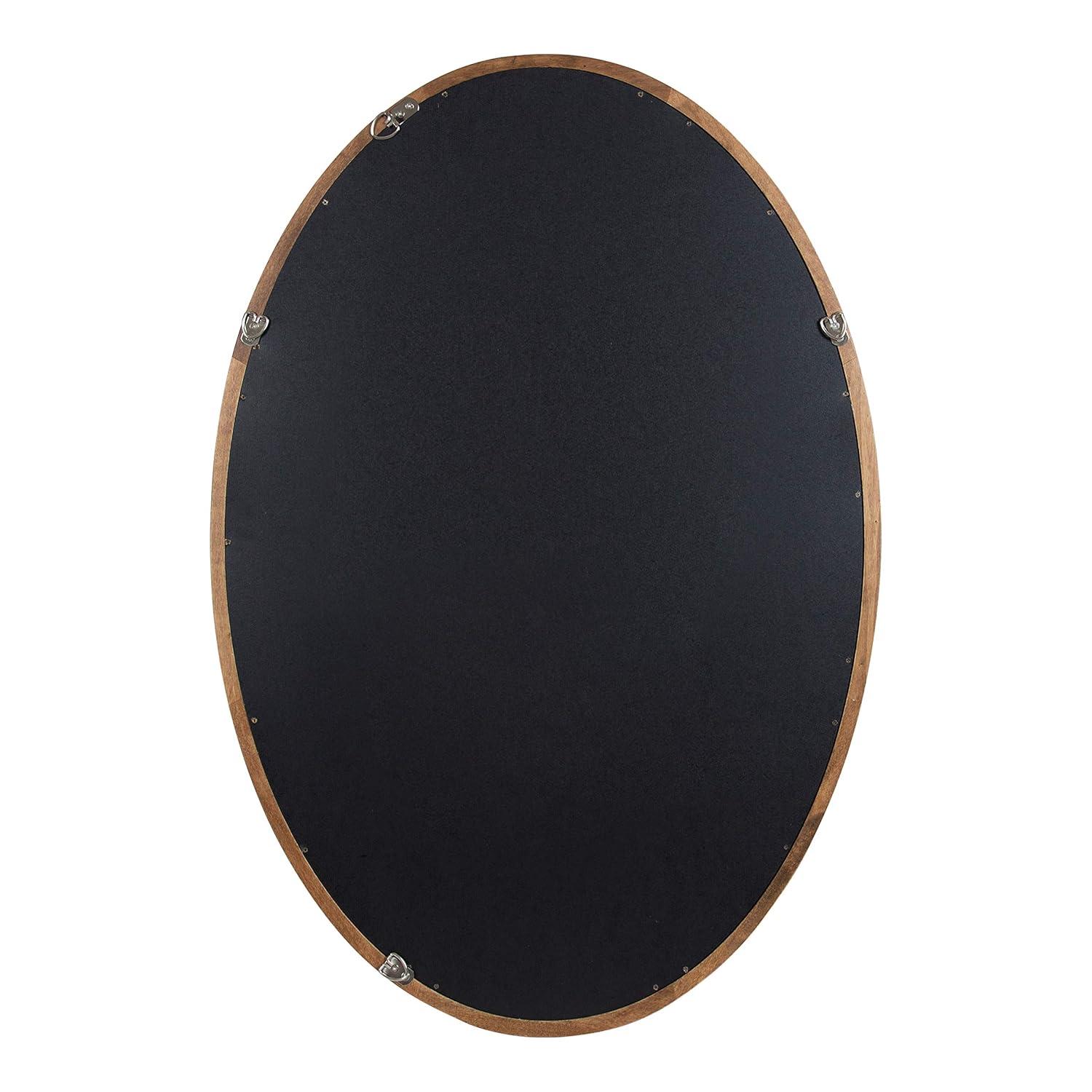 Kate and Laurel Hogan Farmhouse Oval Framed Wall Mirror, 24 x 36, Rustic Brown, Decorative Bulletin Board for Wall