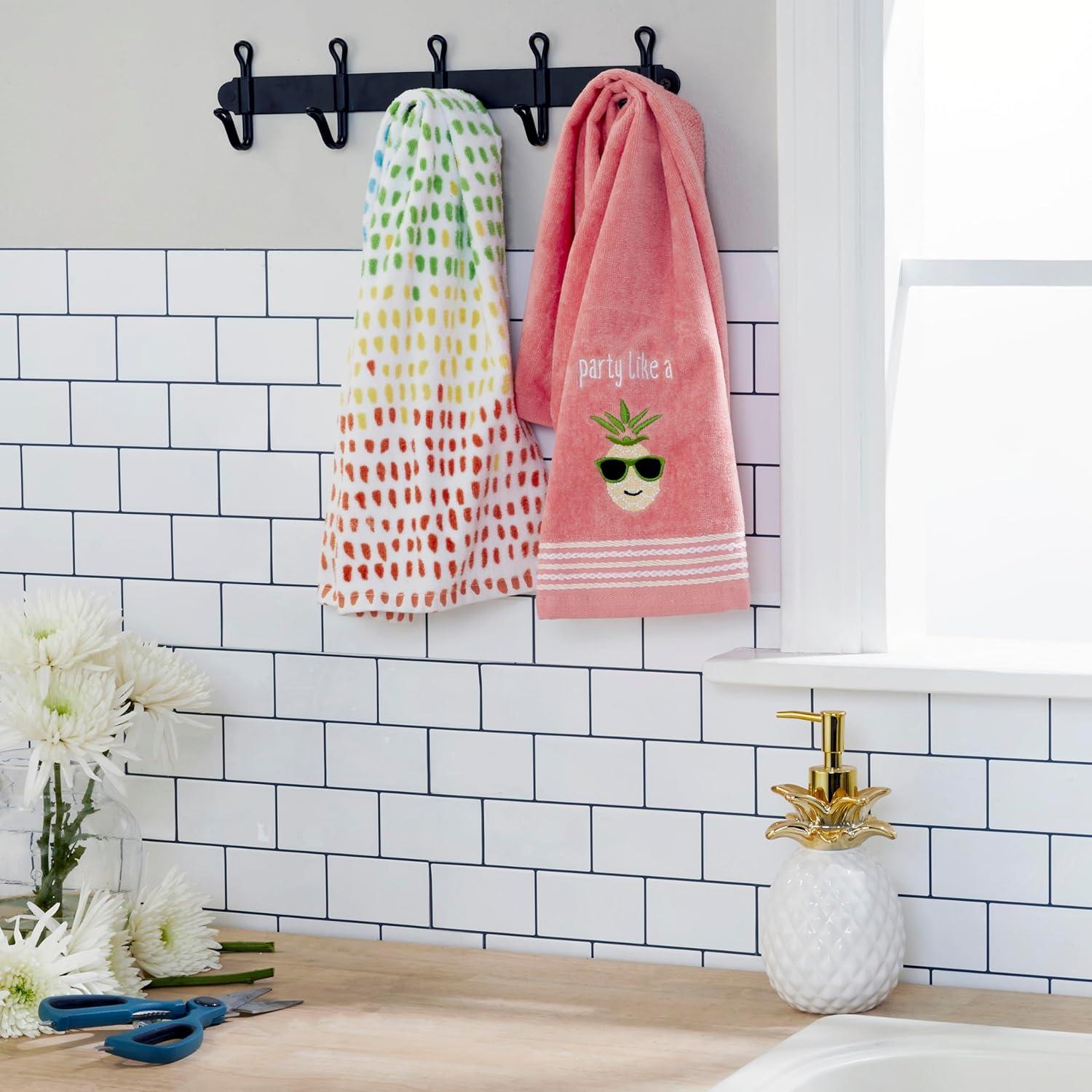 SKL Home 2pc Party Pineapple Hand Towels : Microfiber, Machine Washable, Non-Slip Backing