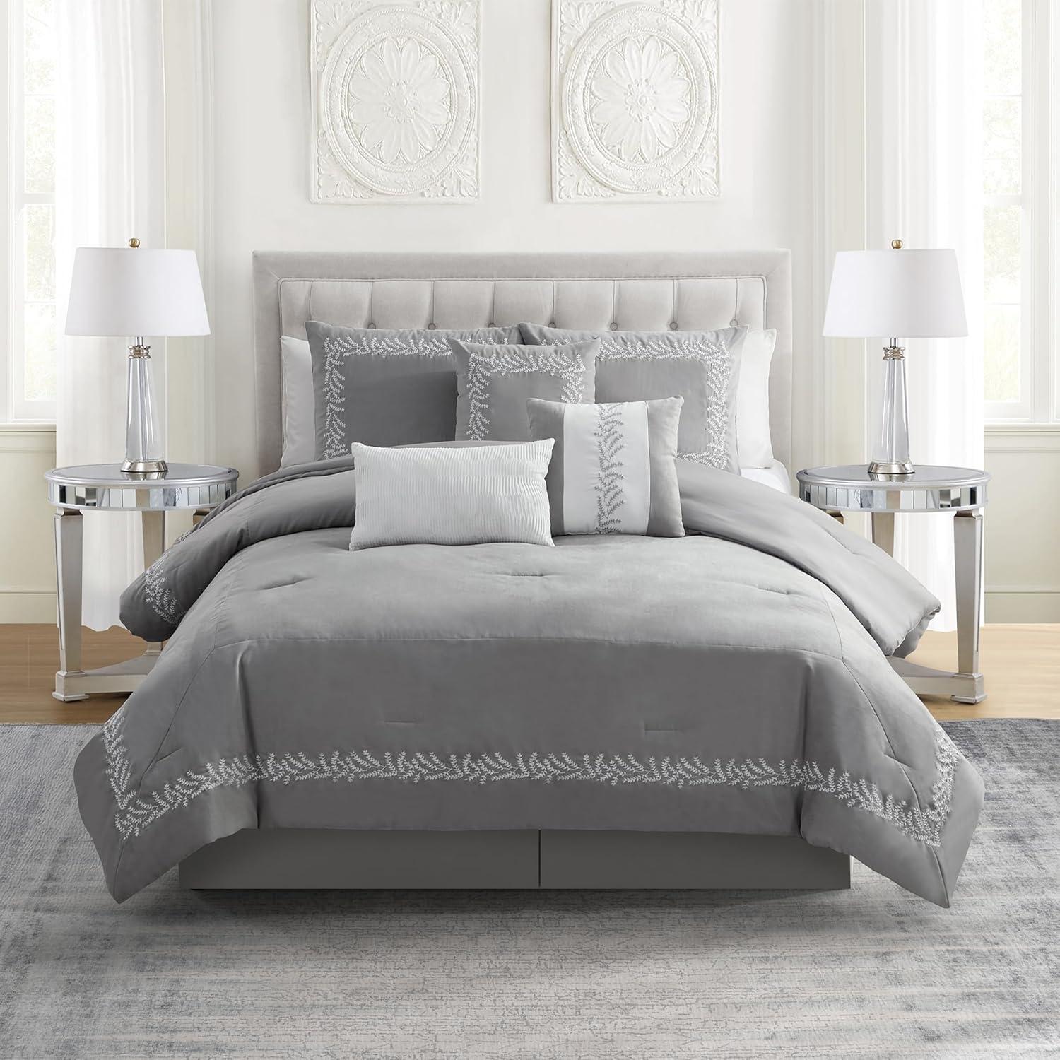 Sweet Home Collection Salerno 7 Piece Faux Suede Elegant Bedding Set By Sweet Home Collection